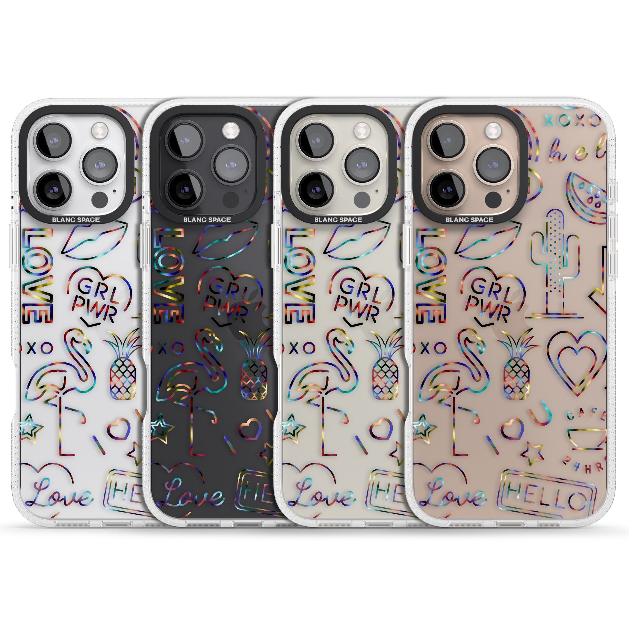 Funky nebula Neon Sign iPhone 16 Pro Max / 16 Pro Clear Case Impact Air - Blanc Space