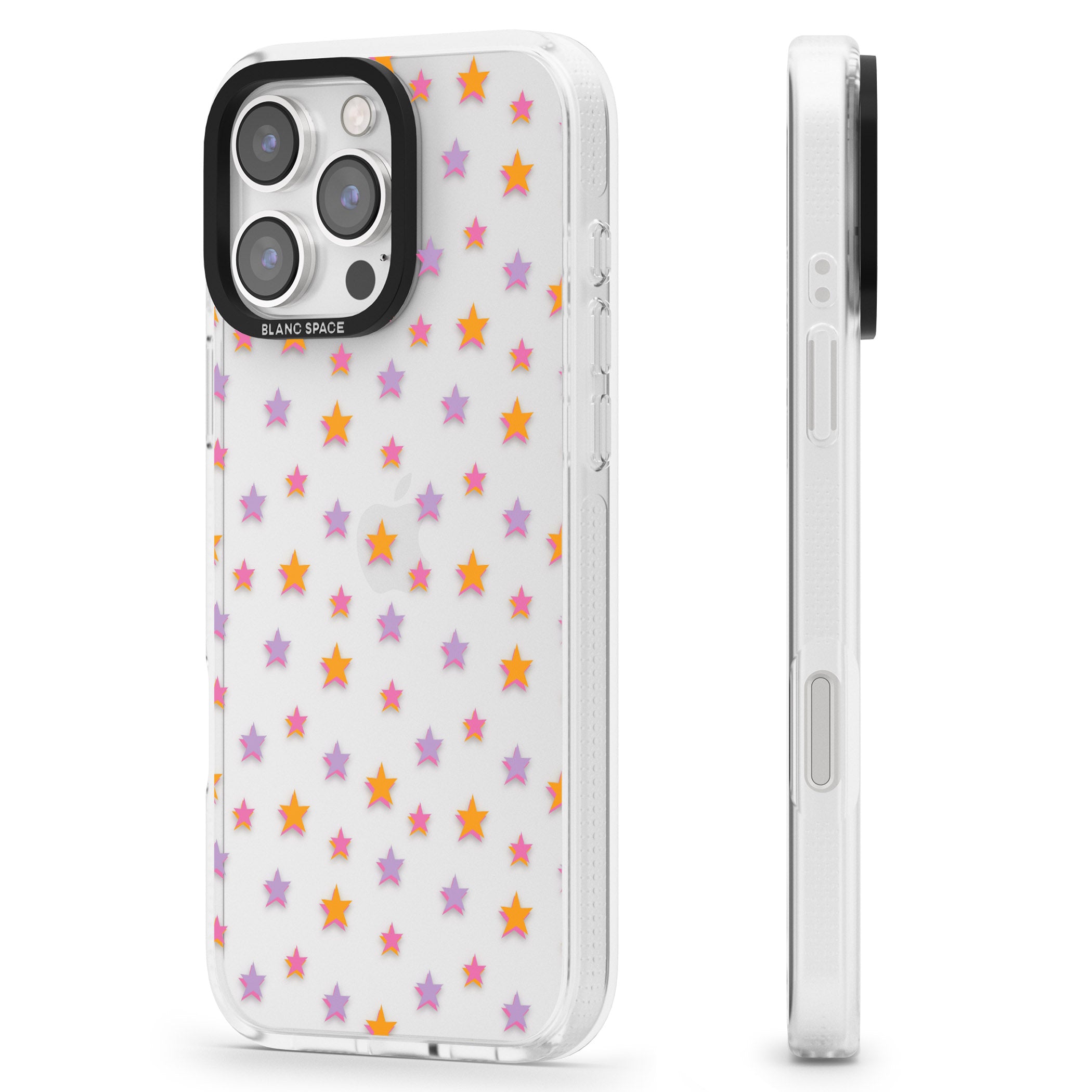 Spangling Stars Pattern iPhone 16 Pro Max / 16 Pro Clear Case Impact Air - Blanc Space