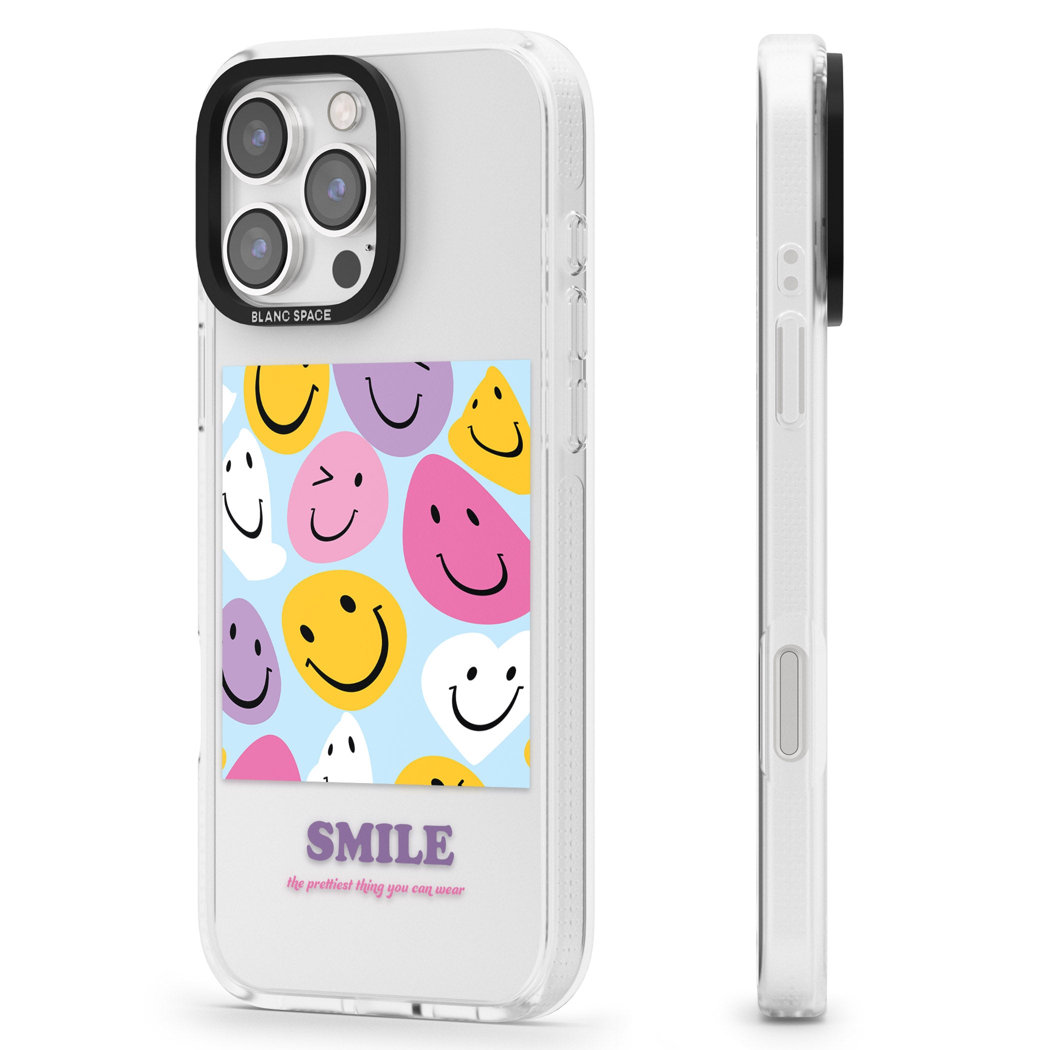 A Smile iPhone 16 Pro Max / 16 Pro Clear Case Impact Air - Blanc Space