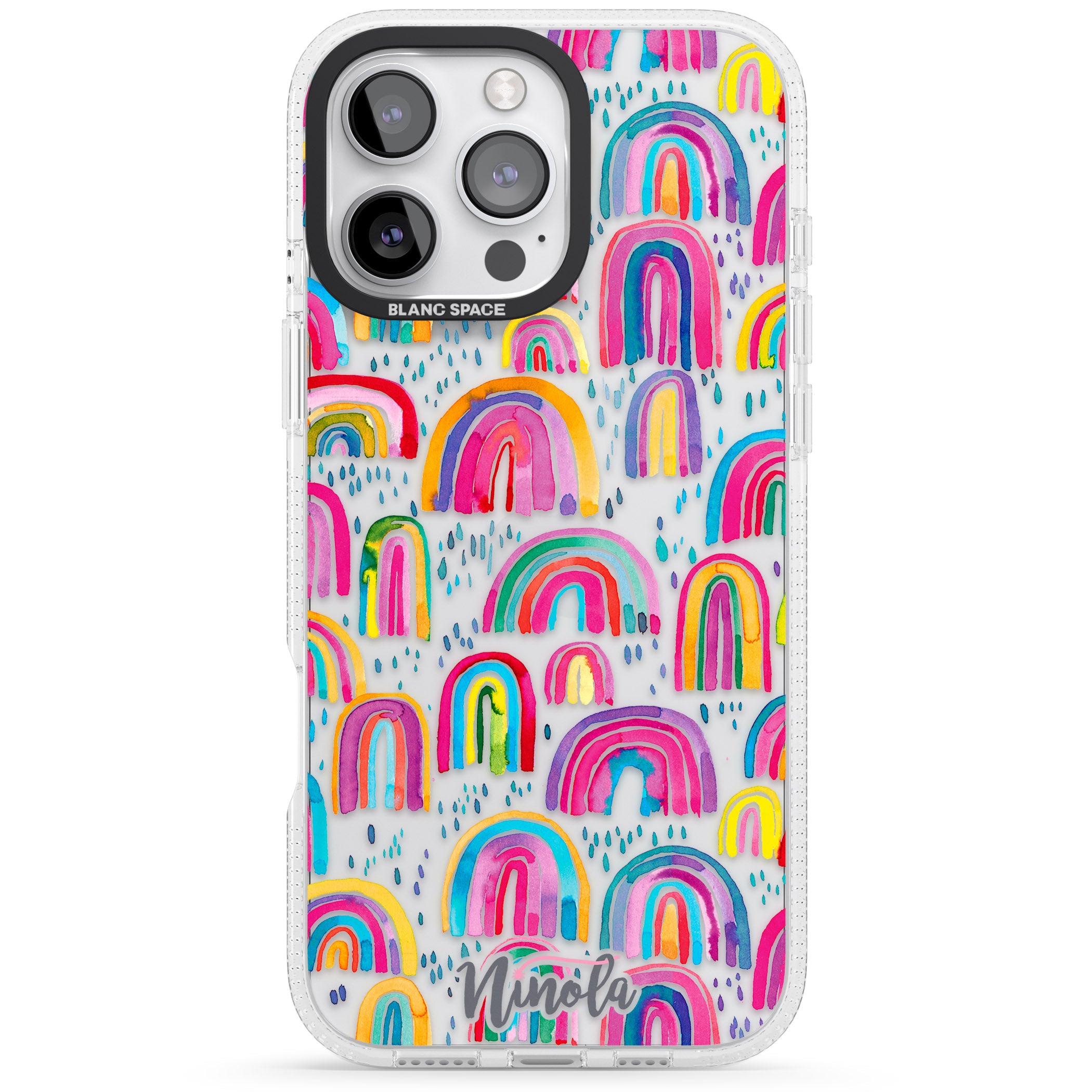 Cute Watercolor Rainbows iPhone 16 Pro Max / 16 Pro Clear Case Impact Air - Blanc Space