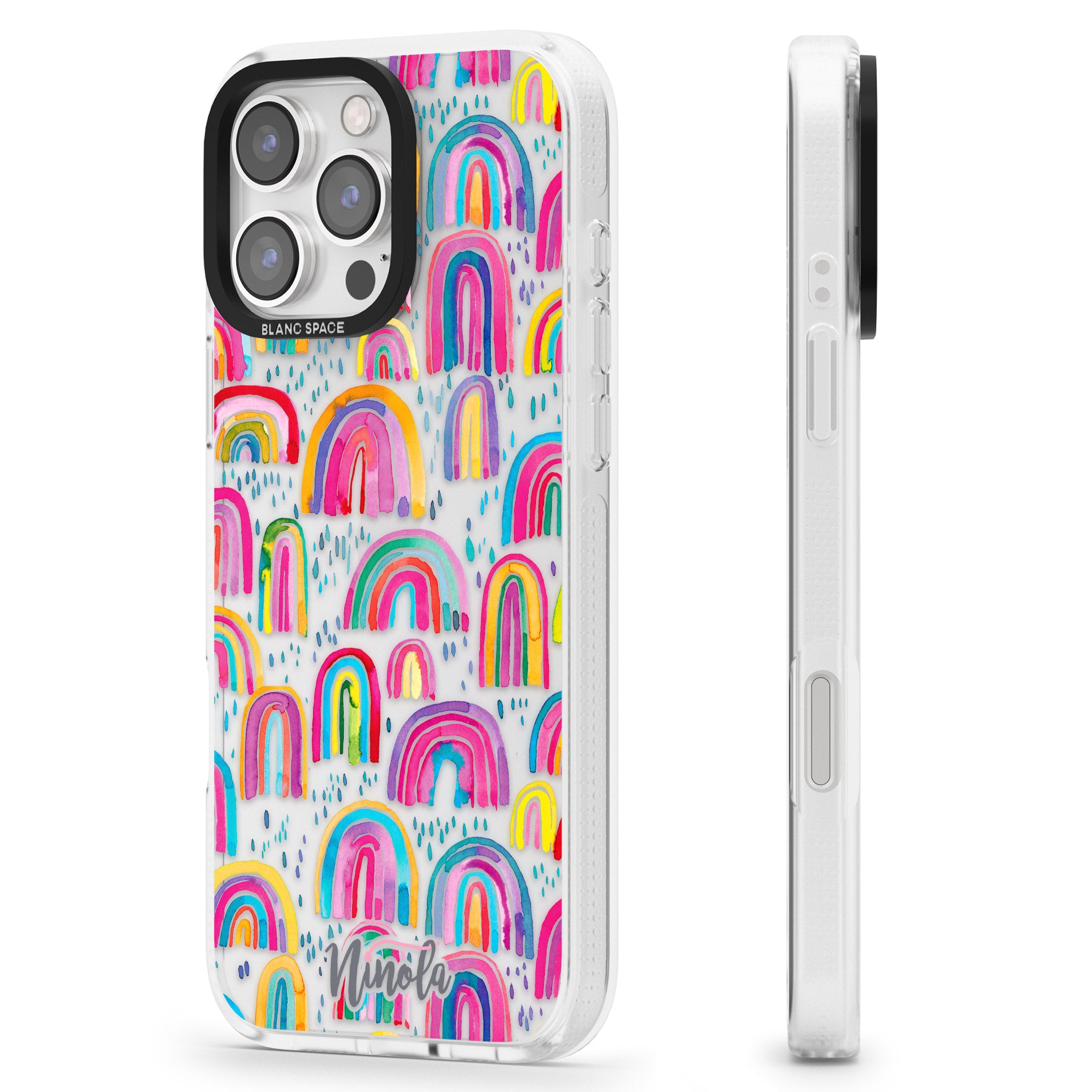 Cute Watercolor Rainbows iPhone 16 Pro Max / 16 Pro Clear Case Impact Air - Blanc Space