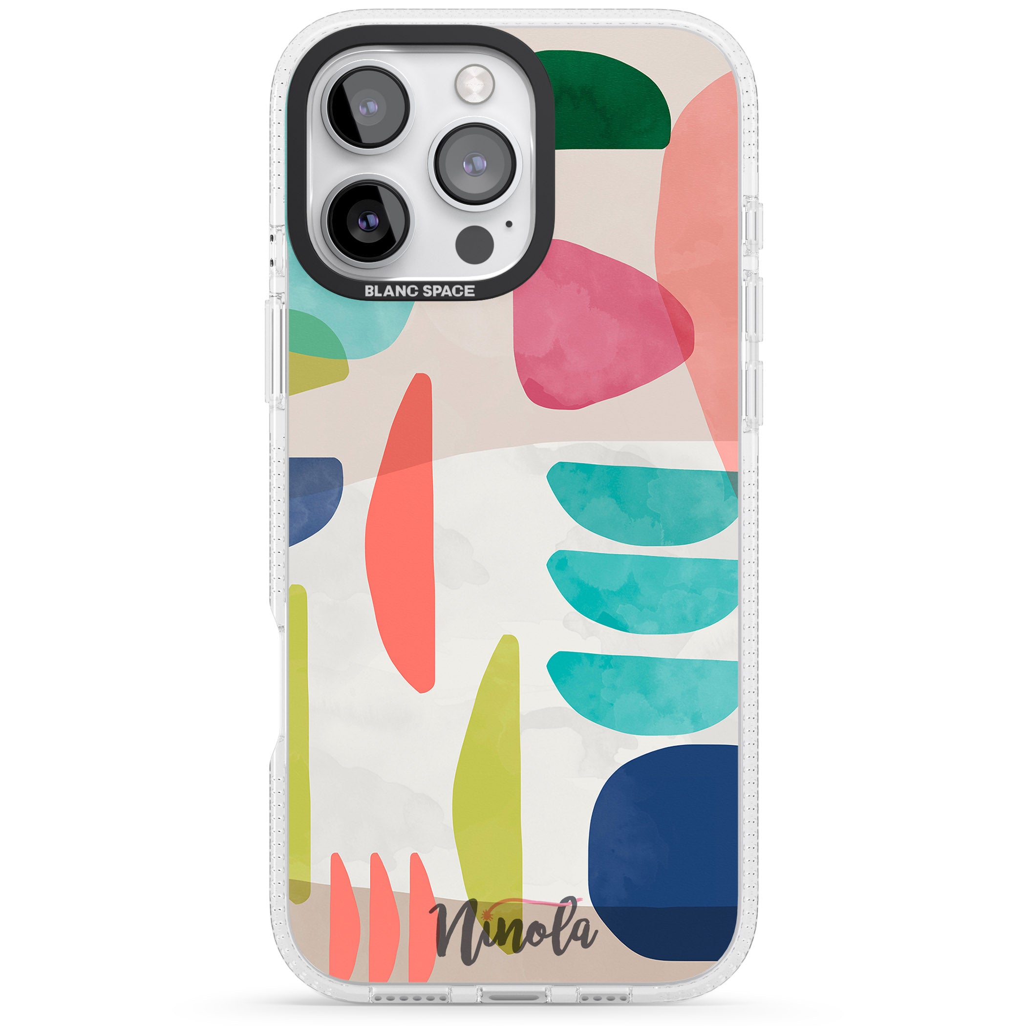 Organic Bold Shapes iPhone 16 Pro Max / 16 Pro Clear Case Impact Air - Blanc Space