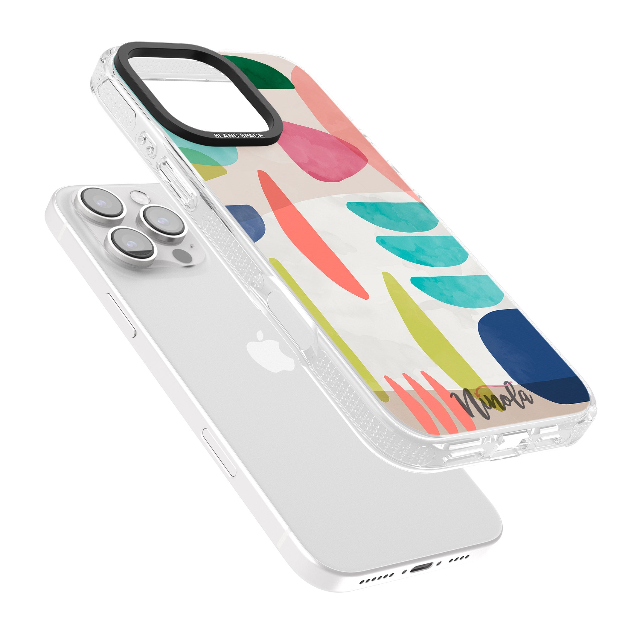 Organic Bold Shapes iPhone 16 Pro Max / 16 Pro Clear Case Impact Air - Blanc Space