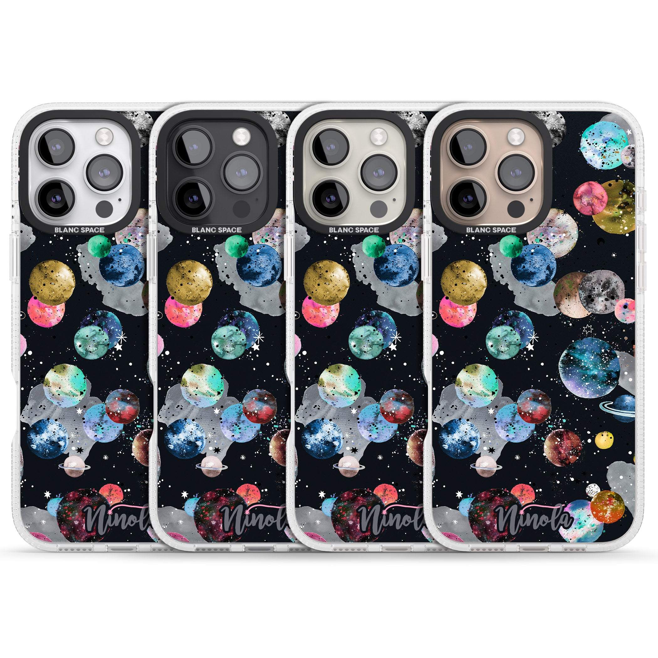 Space Planets iPhone 16 Pro Max / 16 Pro Clear Case Impact Air - Blanc Space