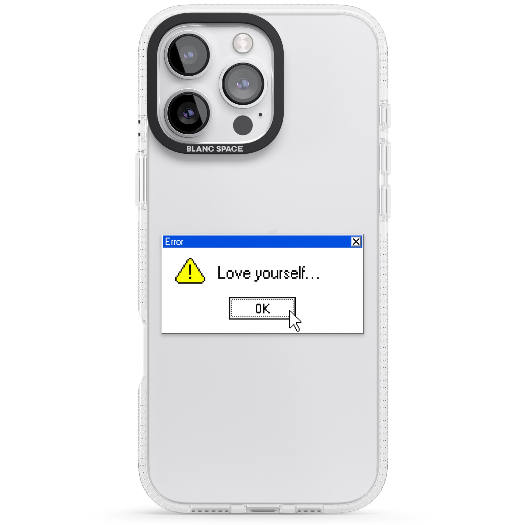 Love yourself.exe iPhone 16 Pro Max / 16 Pro Clear Case Impact Air - Blanc Space