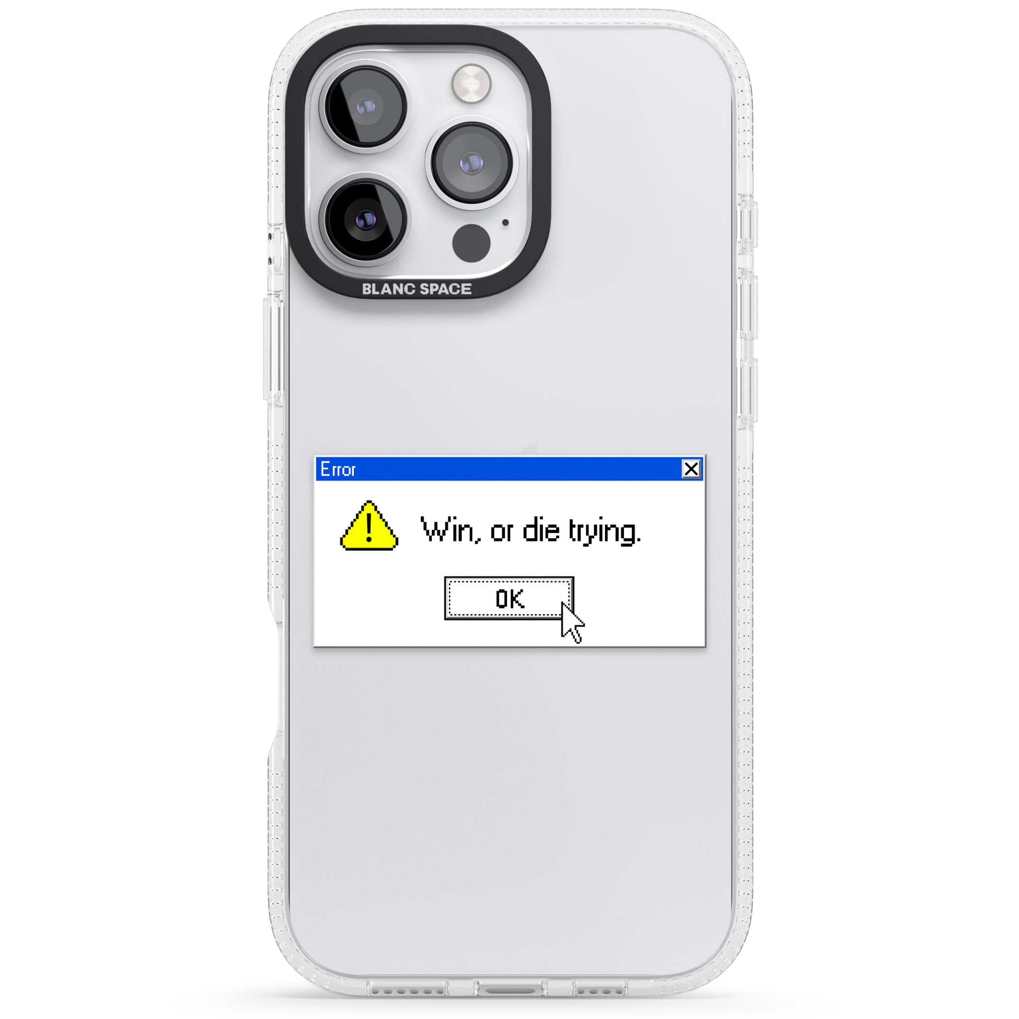 Win or die trying.exe iPhone 16 Pro Max / 16 Pro Clear Case Impact Air - Blanc Space