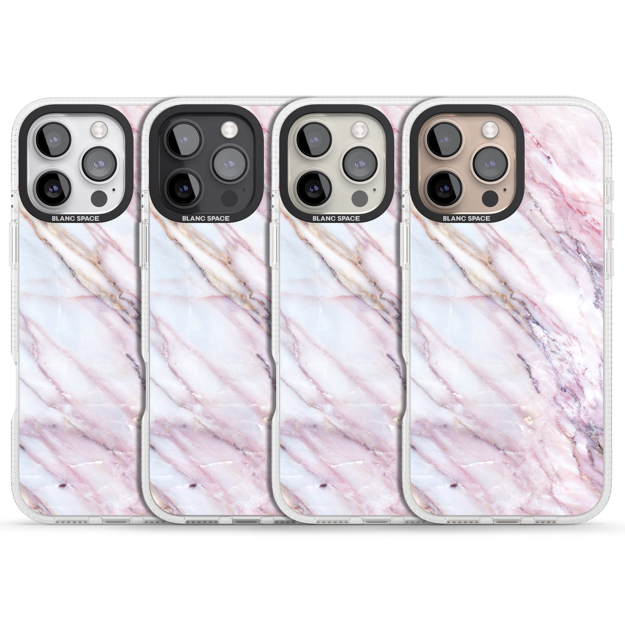 Pink & Purple Marble iPhone 16 Pro Max / 16 Pro Clear Case Impact Air - Blanc Space
