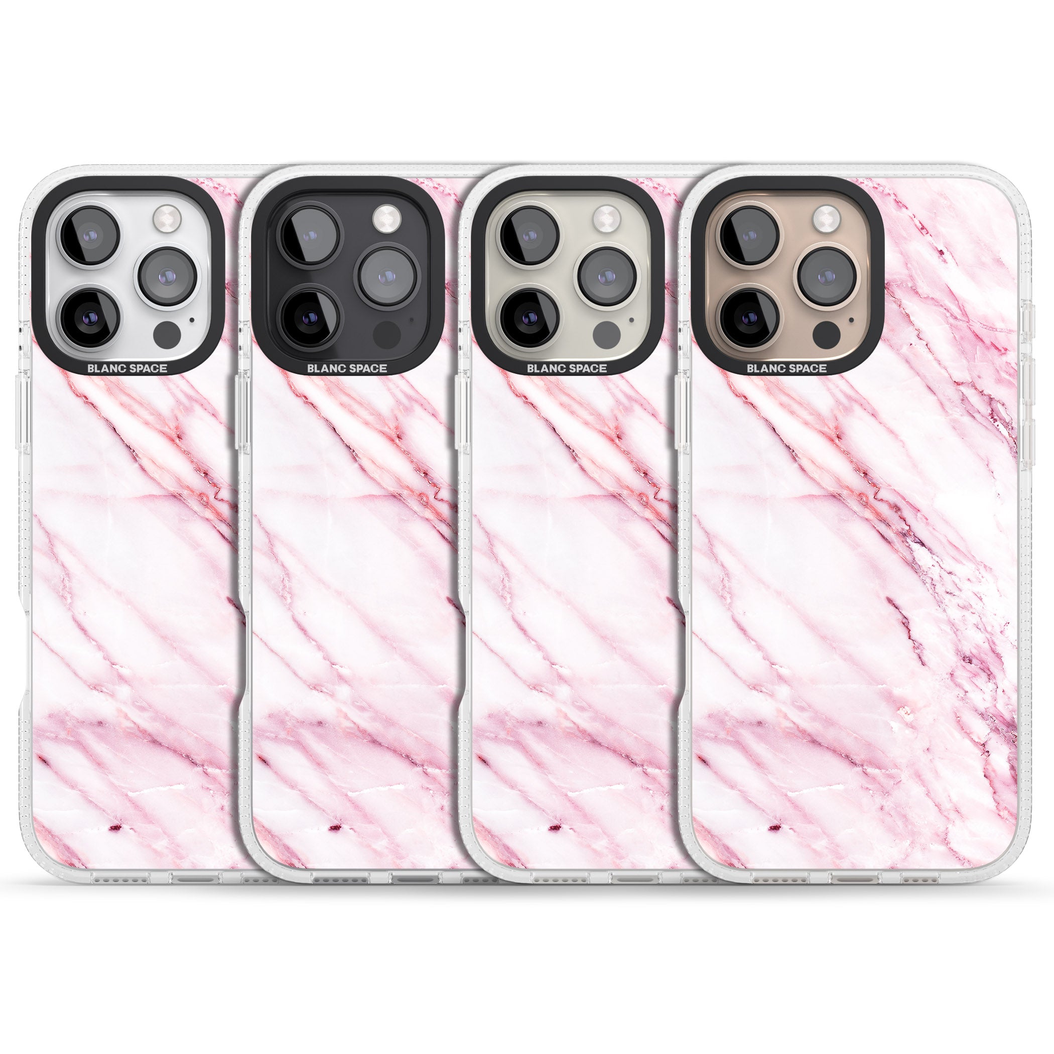 White & Pink Onyx Marble Texture iPhone 16 Pro Max / 16 Pro Clear Case Impact Air - Blanc Space