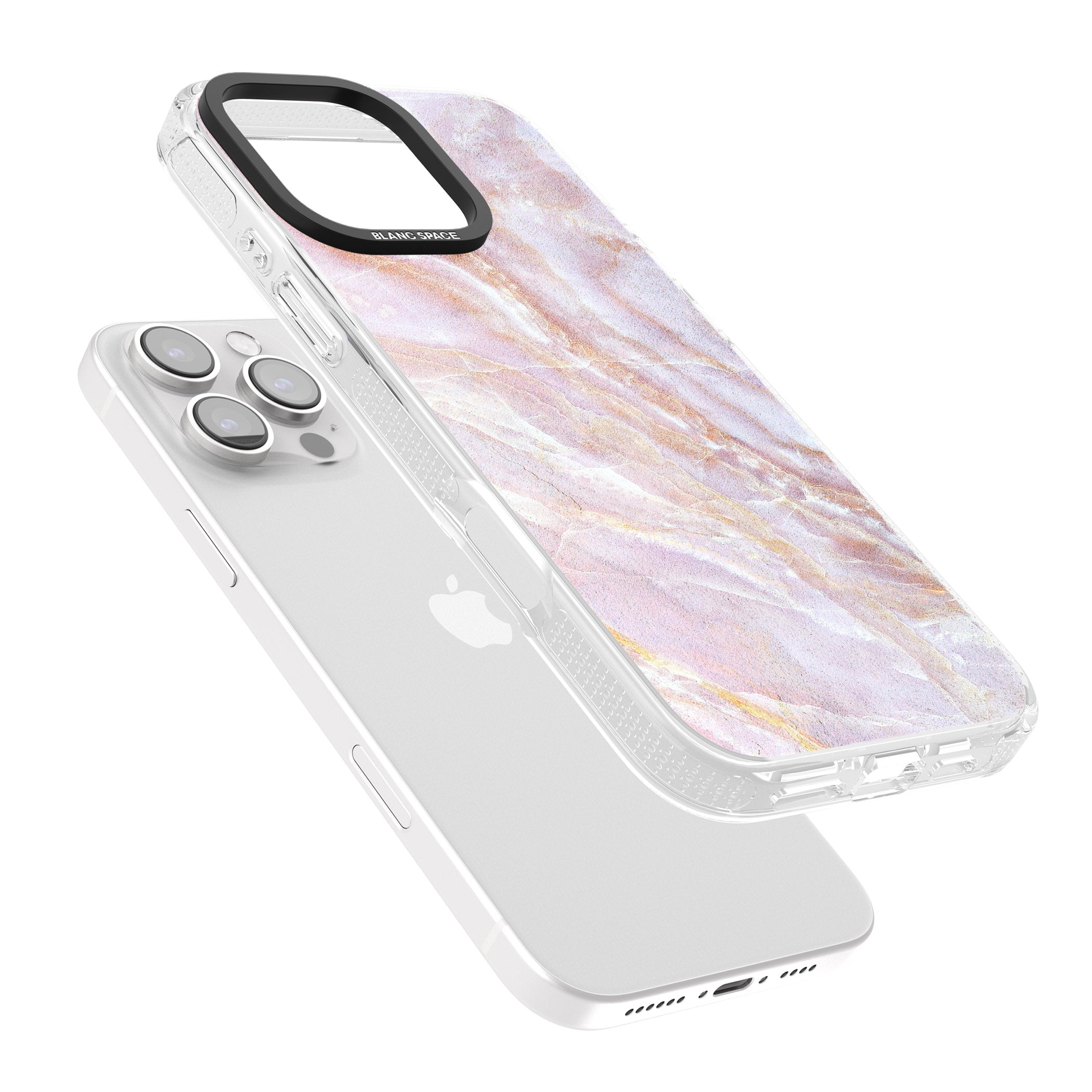 Soft Pink & Yellow Onyx Marble iPhone 16 Pro Max / 16 Pro Clear Case Impact Air - Blanc Space
