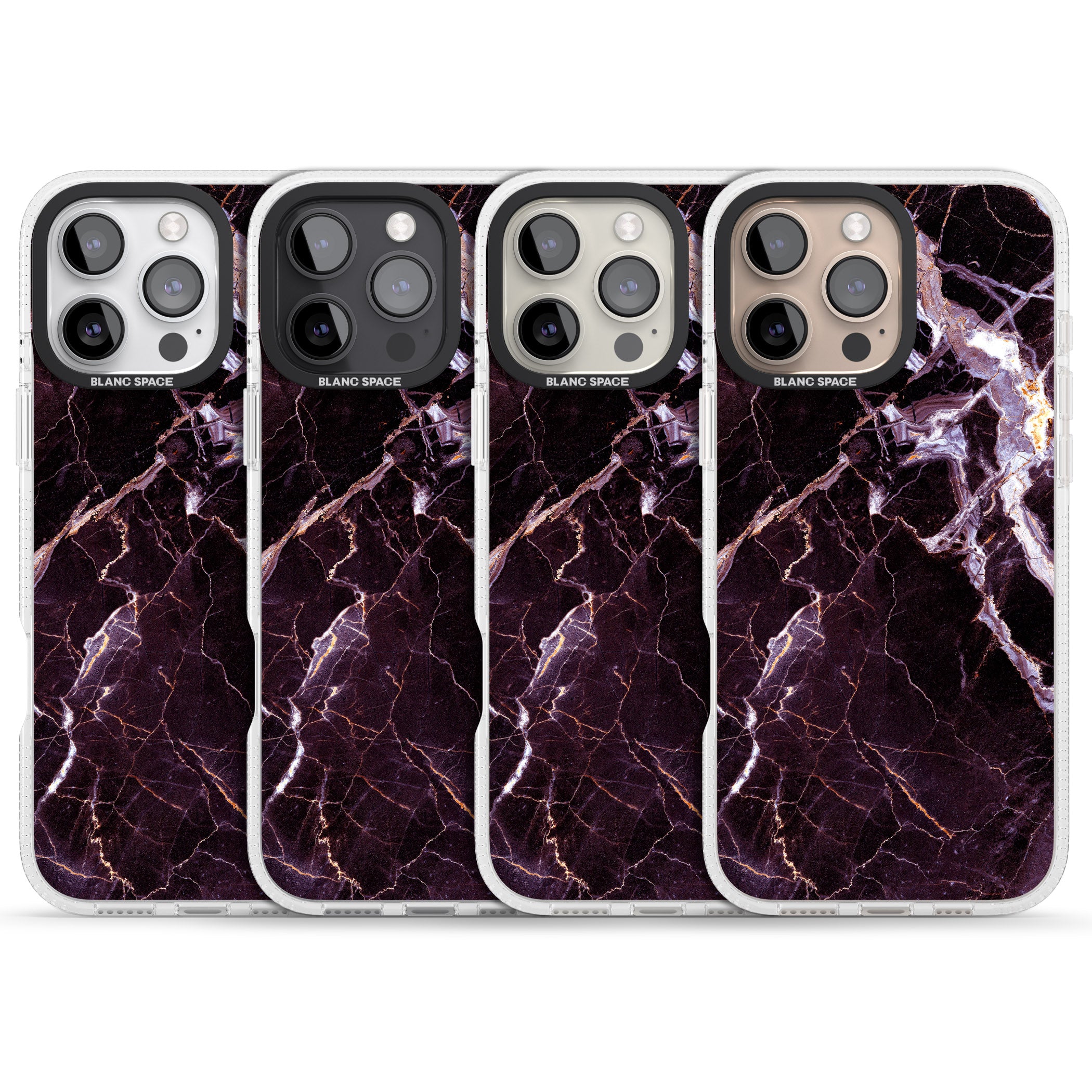 Black, Purple & Yellow shattered Marble iPhone 16 Pro Max / 16 Pro Clear Case Impact Air - Blanc Space