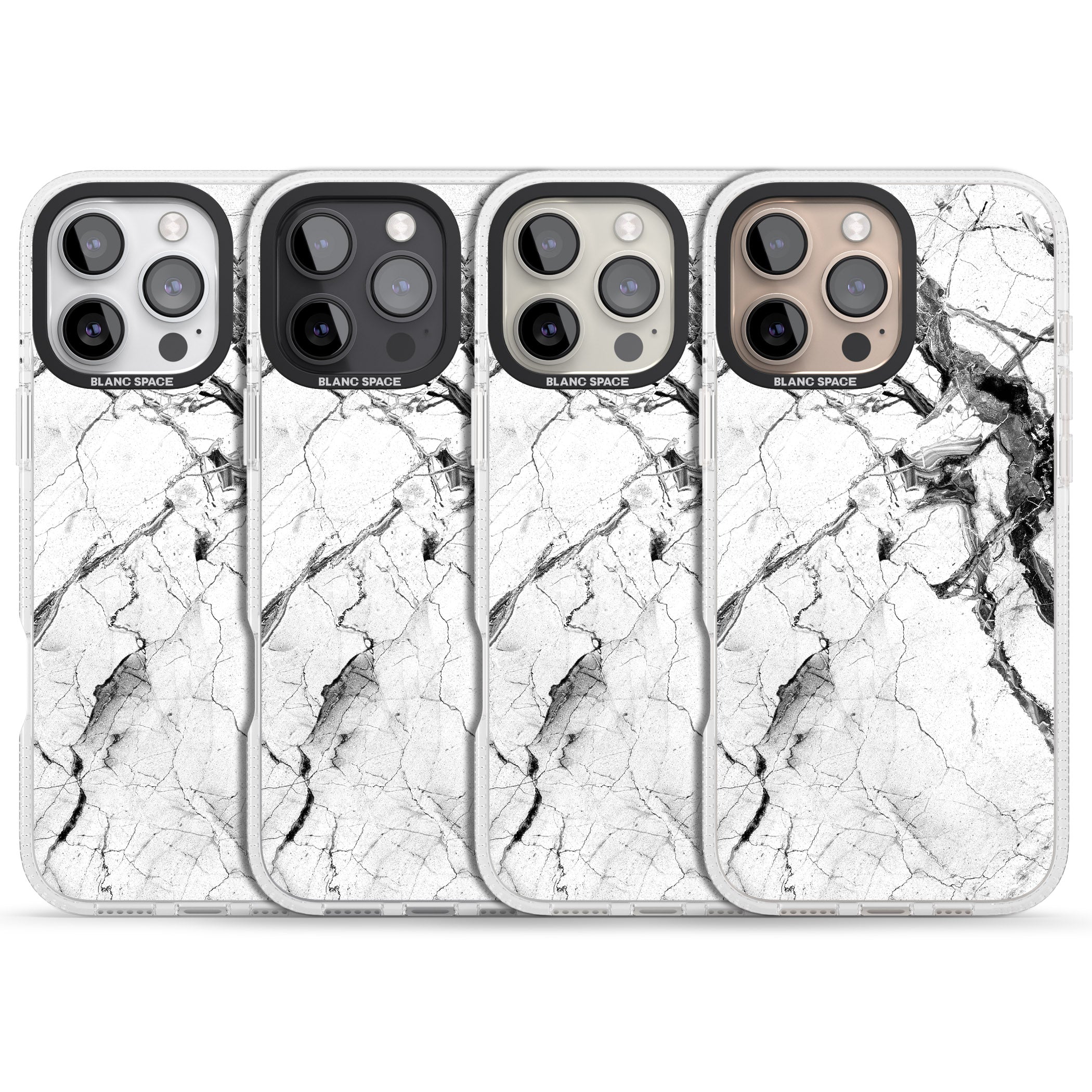 Black & White Stormy Marble iPhone 16 Pro Max / 16 Pro Clear Case Impact Air - Blanc Space