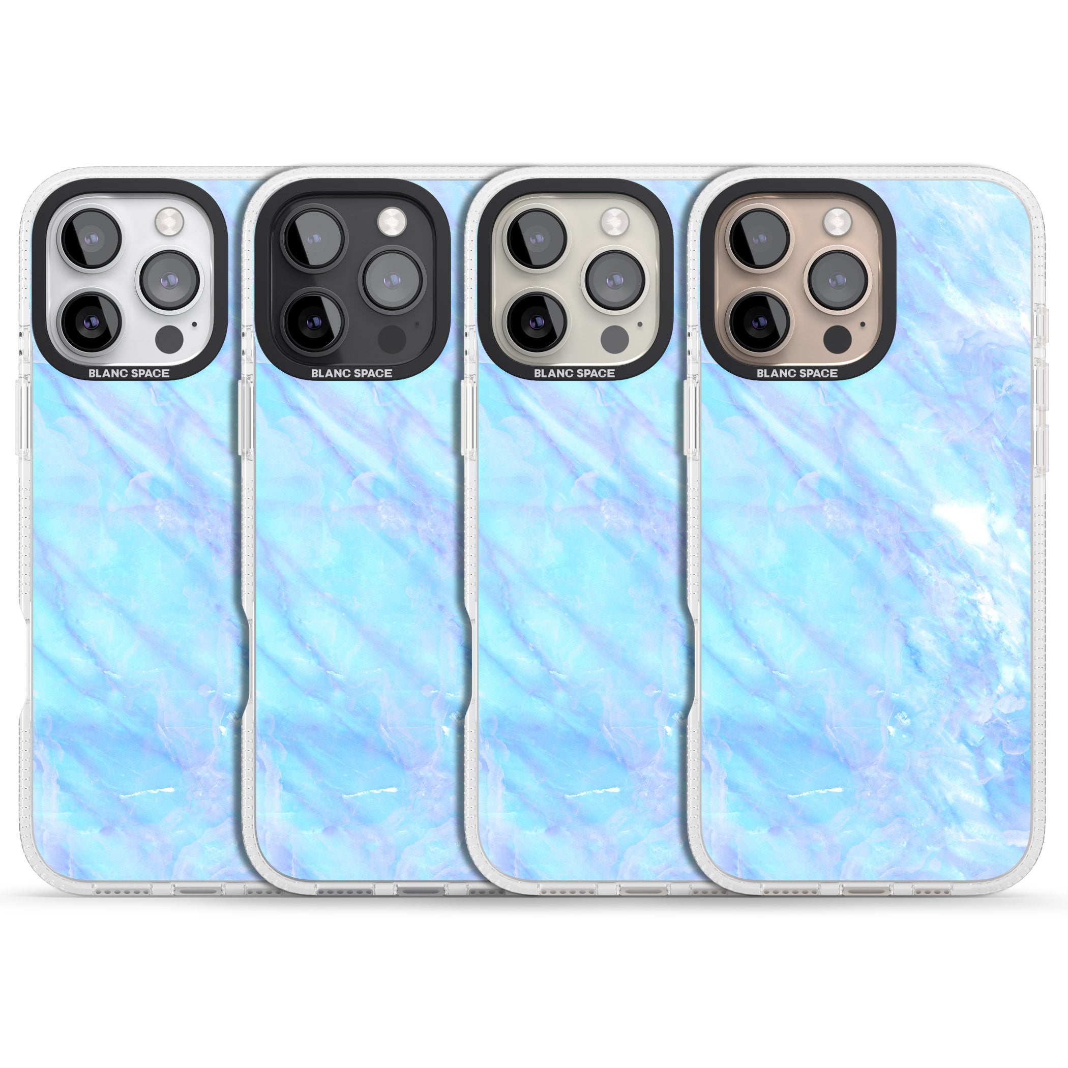 Iridescent Crystal Marble iPhone 16 Pro Max / 16 Pro Clear Case Impact Air - Blanc Space
