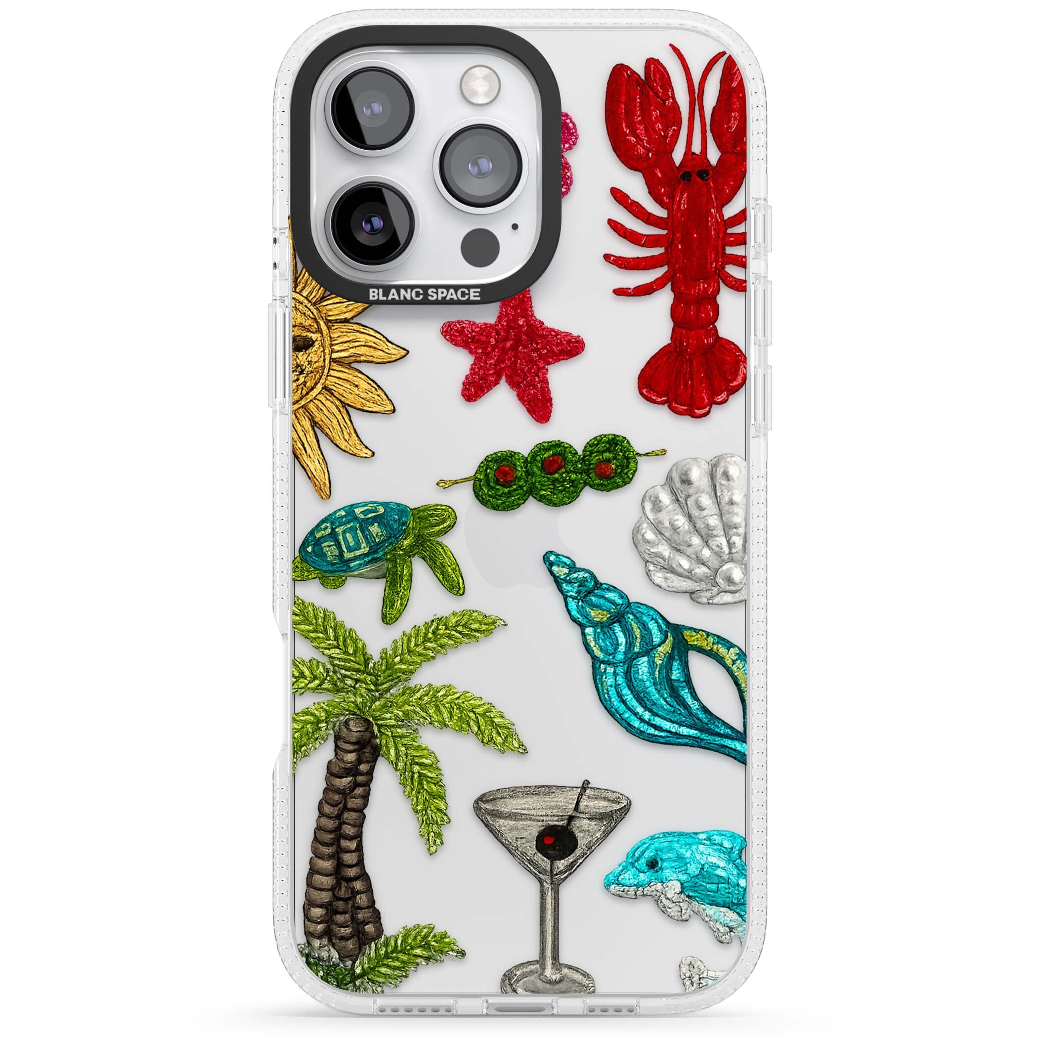 Painted Coastal Pattern coastal iPhone case | Clear Case Impact Air case for iPhone 16 Pro, iPhone 16 Pro Max