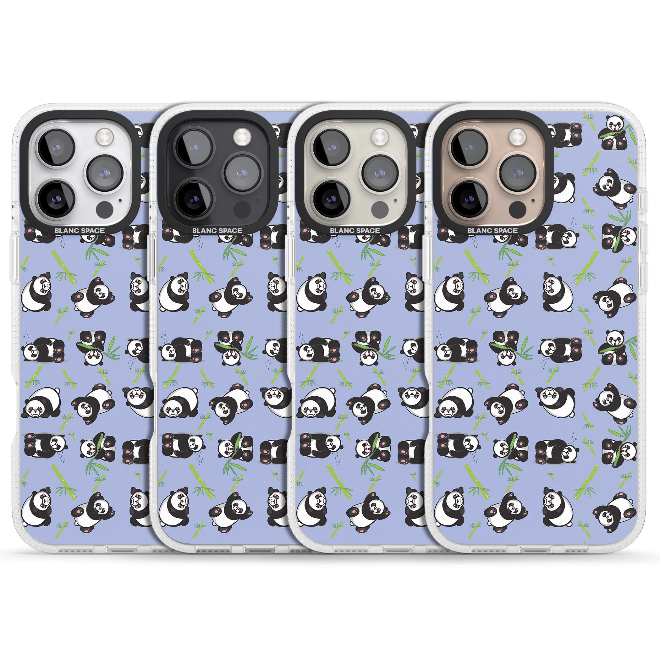 Panda Pattern iPhone 16 Pro Max / 16 Pro Clear Case Impact Air - Blanc Space