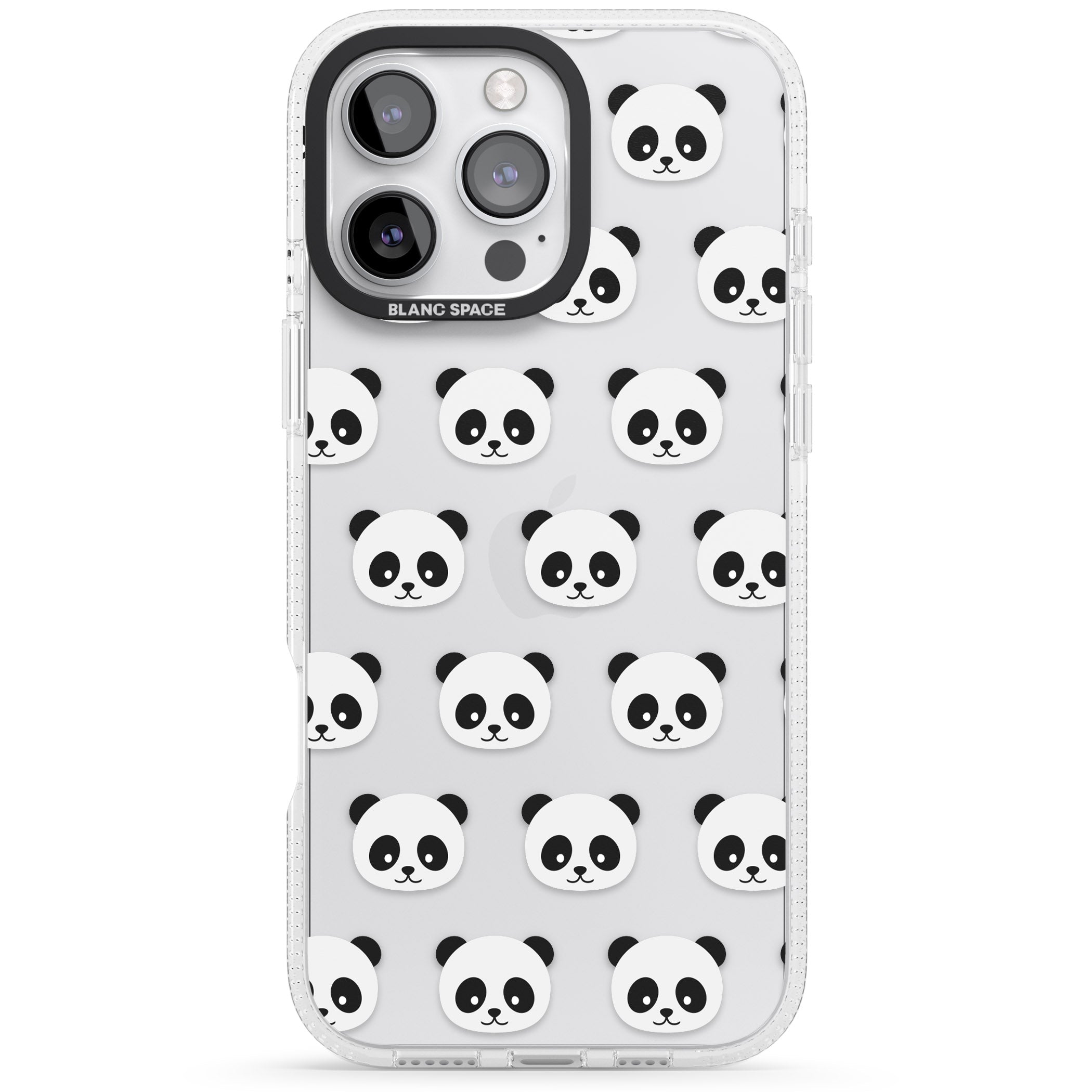 Panda Face Pattern iPhone 16 Pro Max / 16 Pro Clear Case Impact Air - Blanc Space