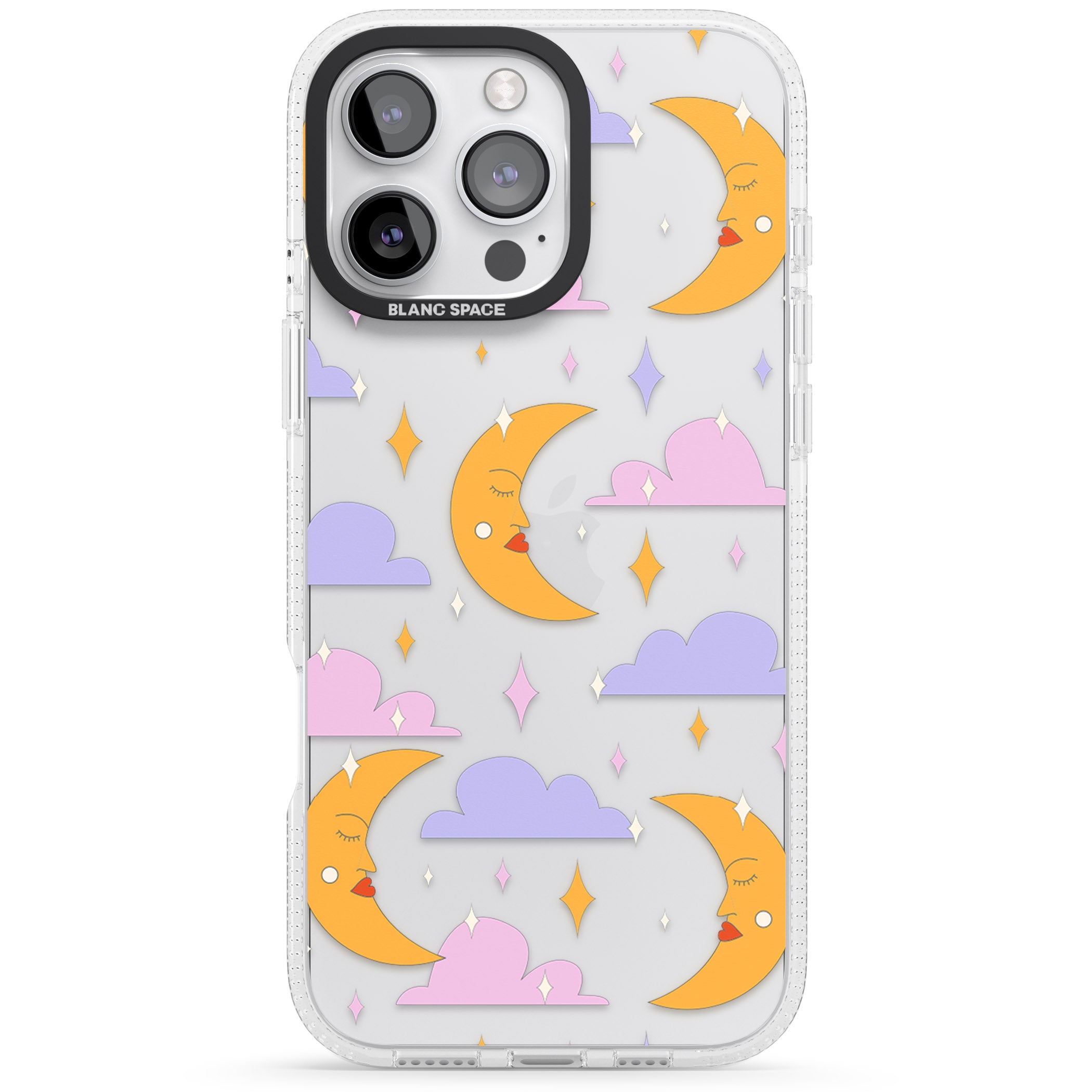 Moons & Clouds iPhone 16 Pro Max / 16 Pro Clear Case Impact Air - Blanc Space