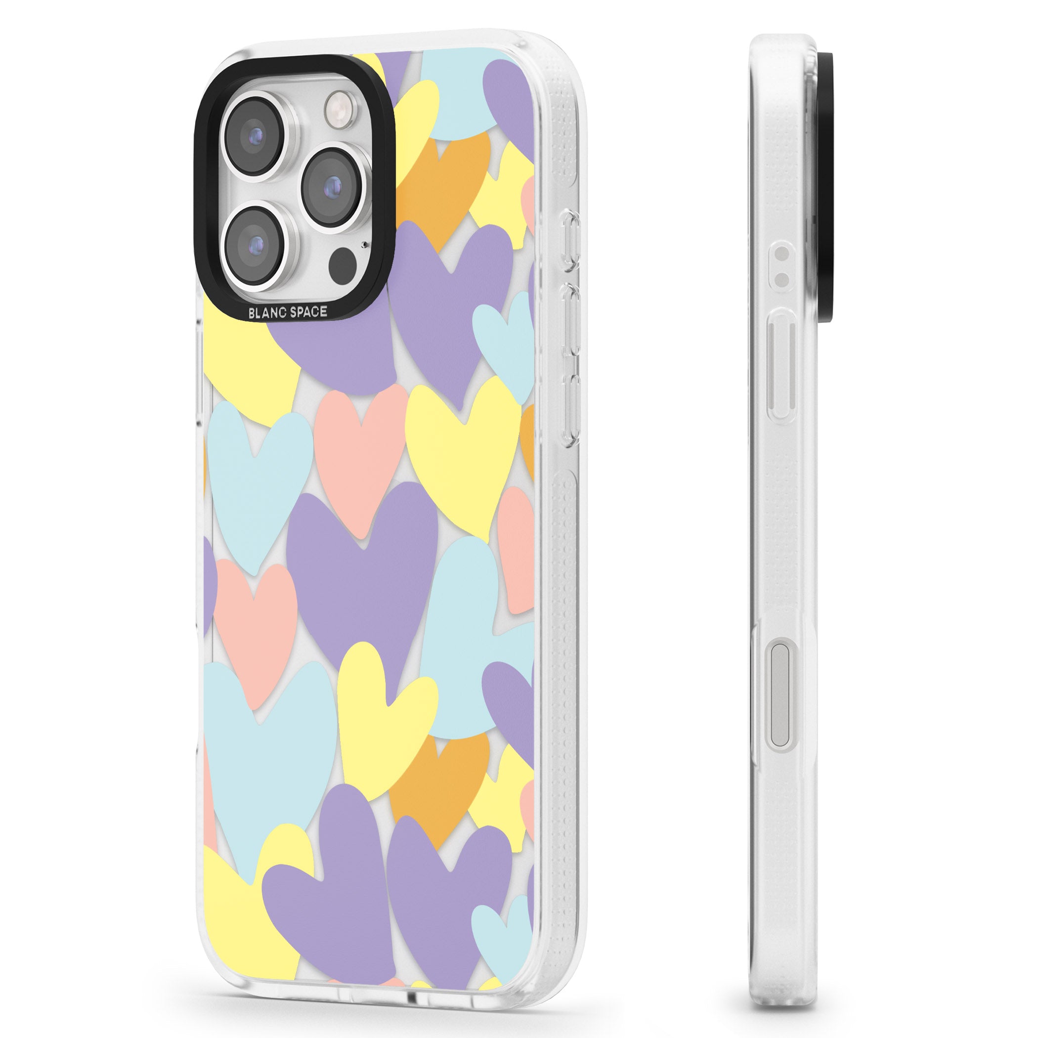 Pastel Hearts iPhone 16 Pro Max / 16 Pro Clear Case Impact Air - Blanc Space