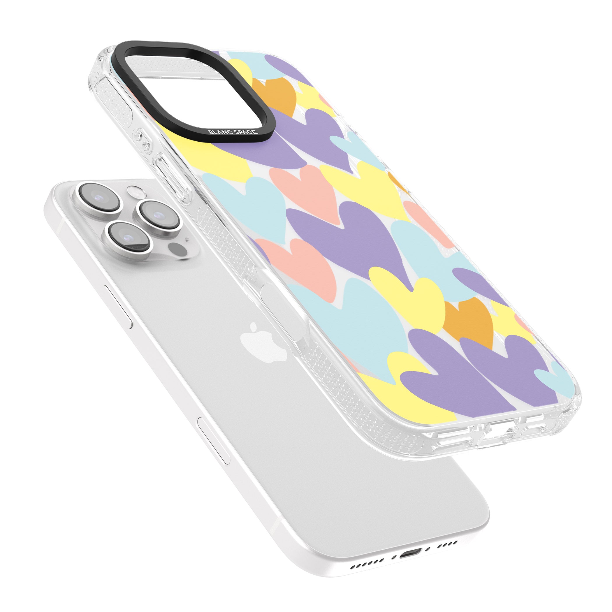 Pastel Hearts iPhone 16 Pro Max / 16 Pro Clear Case Impact Air - Blanc Space