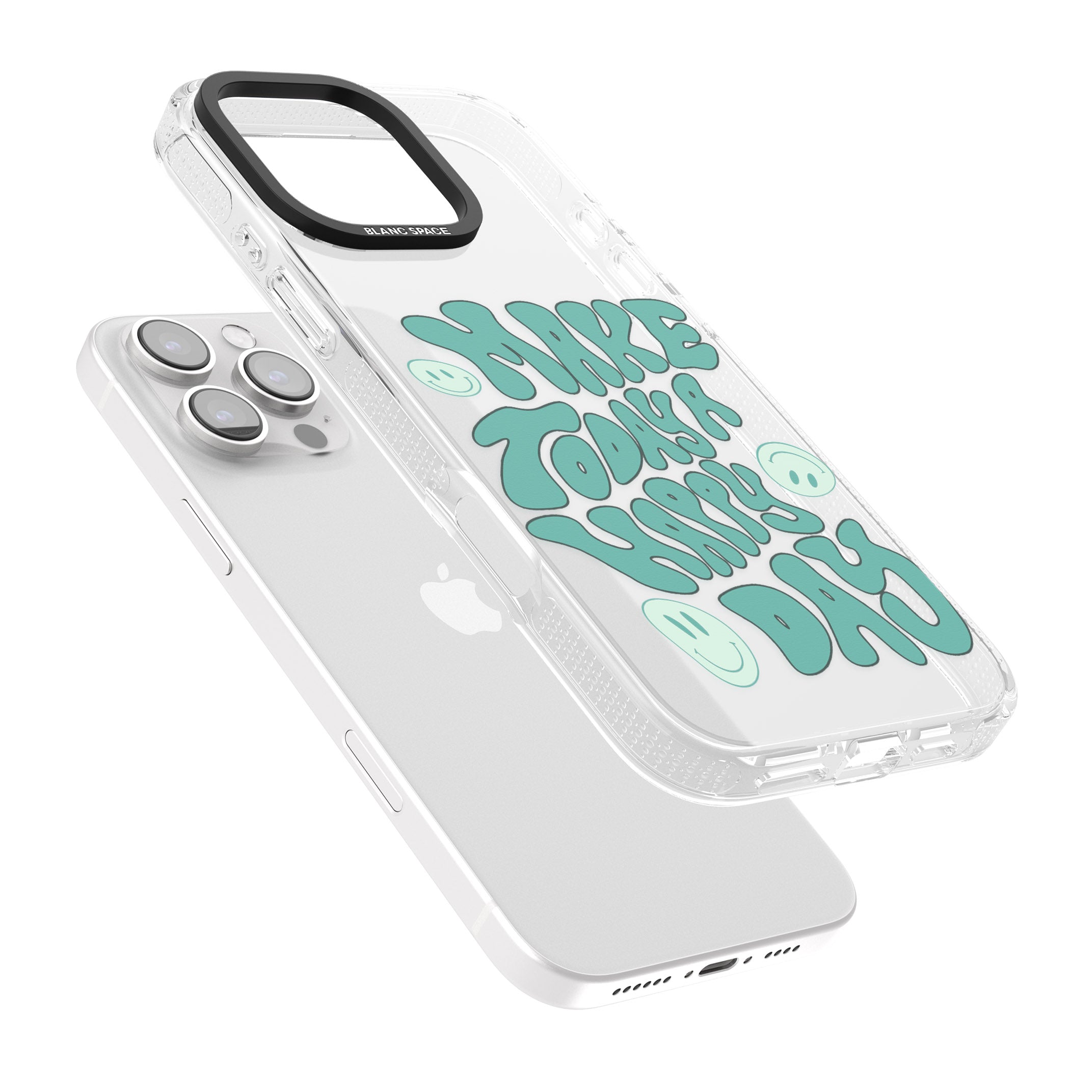Make Today A Happy Day iPhone 16 Pro Max / 16 Pro Clear Case Impact Air - Blanc Space