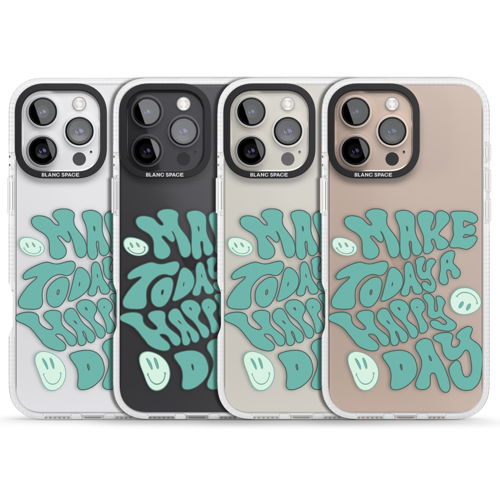 Make Today A Happy Day iPhone 16 Pro Max / 16 Pro Clear Case Impact Air - Blanc Space