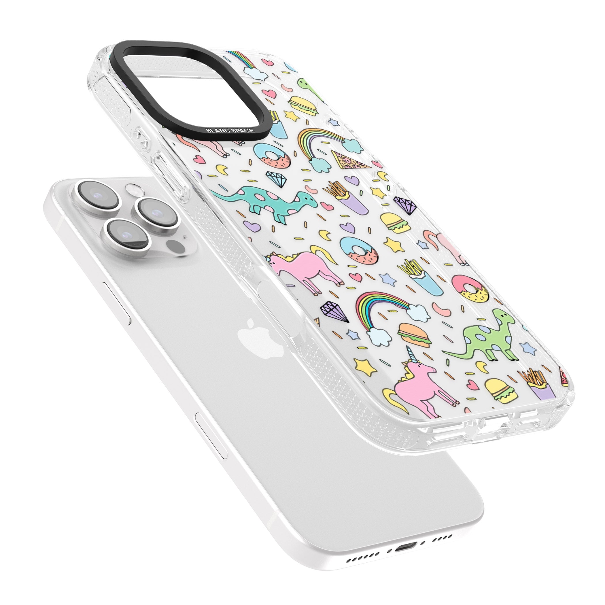 Cute Pattern iPhone 16 Pro Max / 16 Pro Clear Case Impact Air - Blanc Space