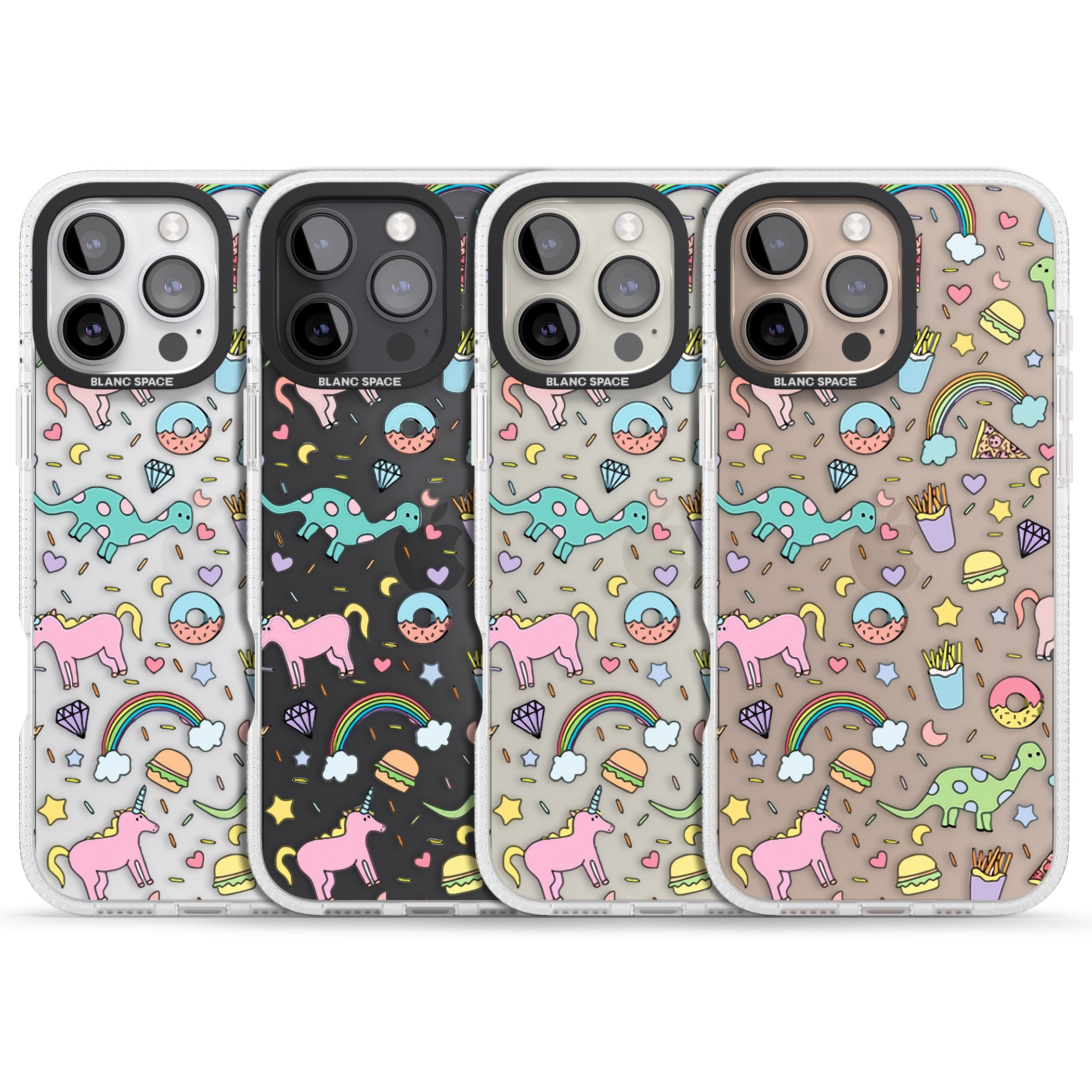 Cute Pattern iPhone 16 Pro Max / 16 Pro Clear Case Impact Air - Blanc Space