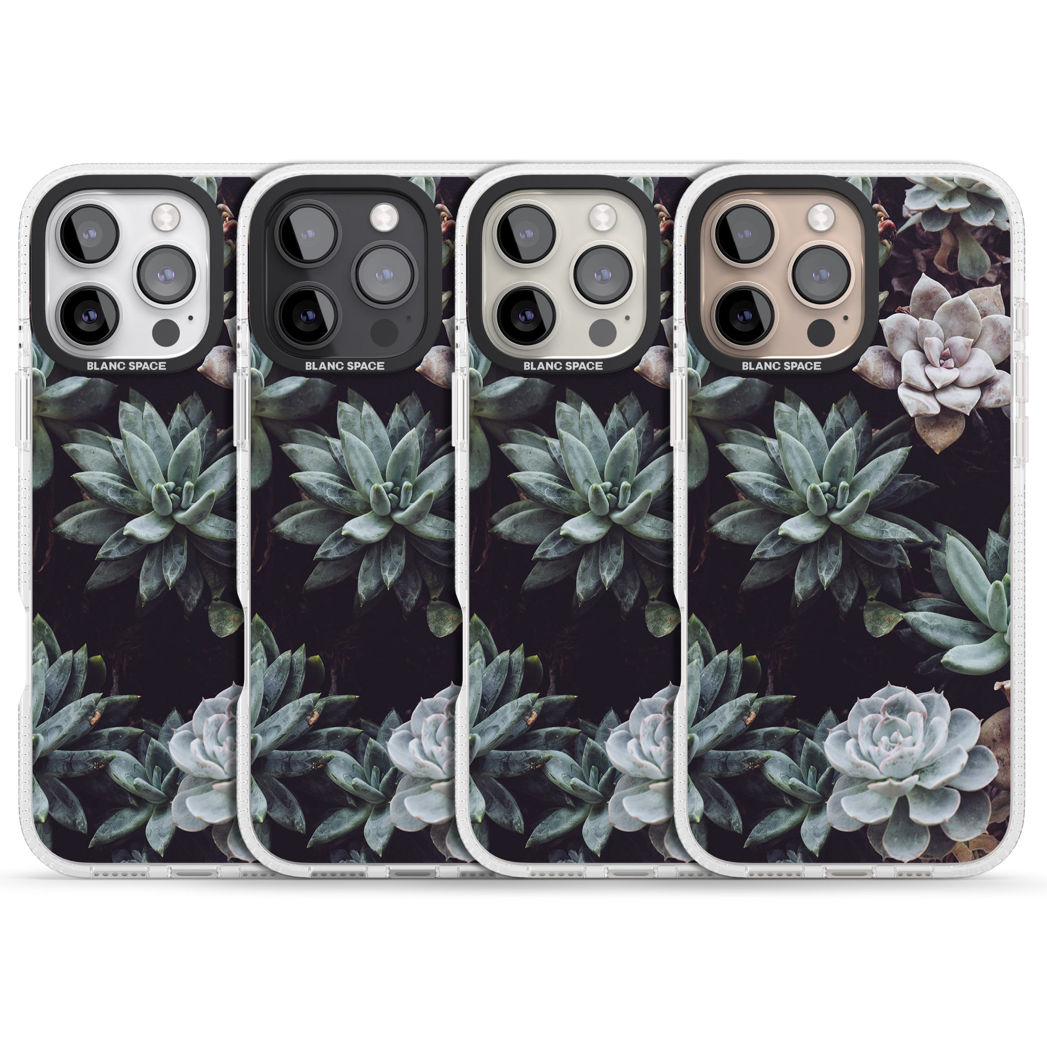 Mixed Succulents - Real Botanical Photographs iPhone 16 Pro Max / 16 Pro Clear Case Impact Air - Blanc Space