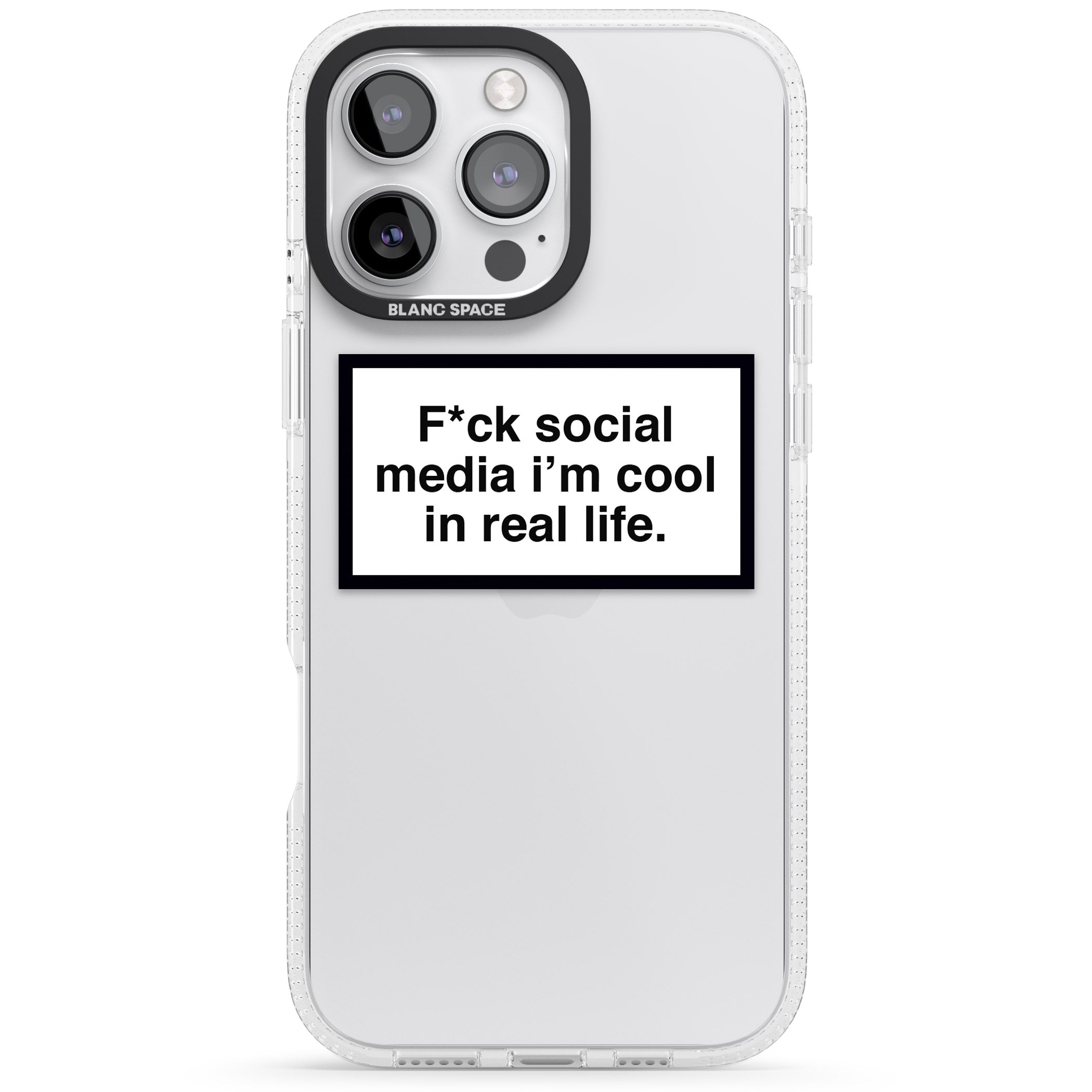 F*ck Social Media iPhone 16 Pro Max / 16 Pro Clear Case Impact Air - Blanc Space