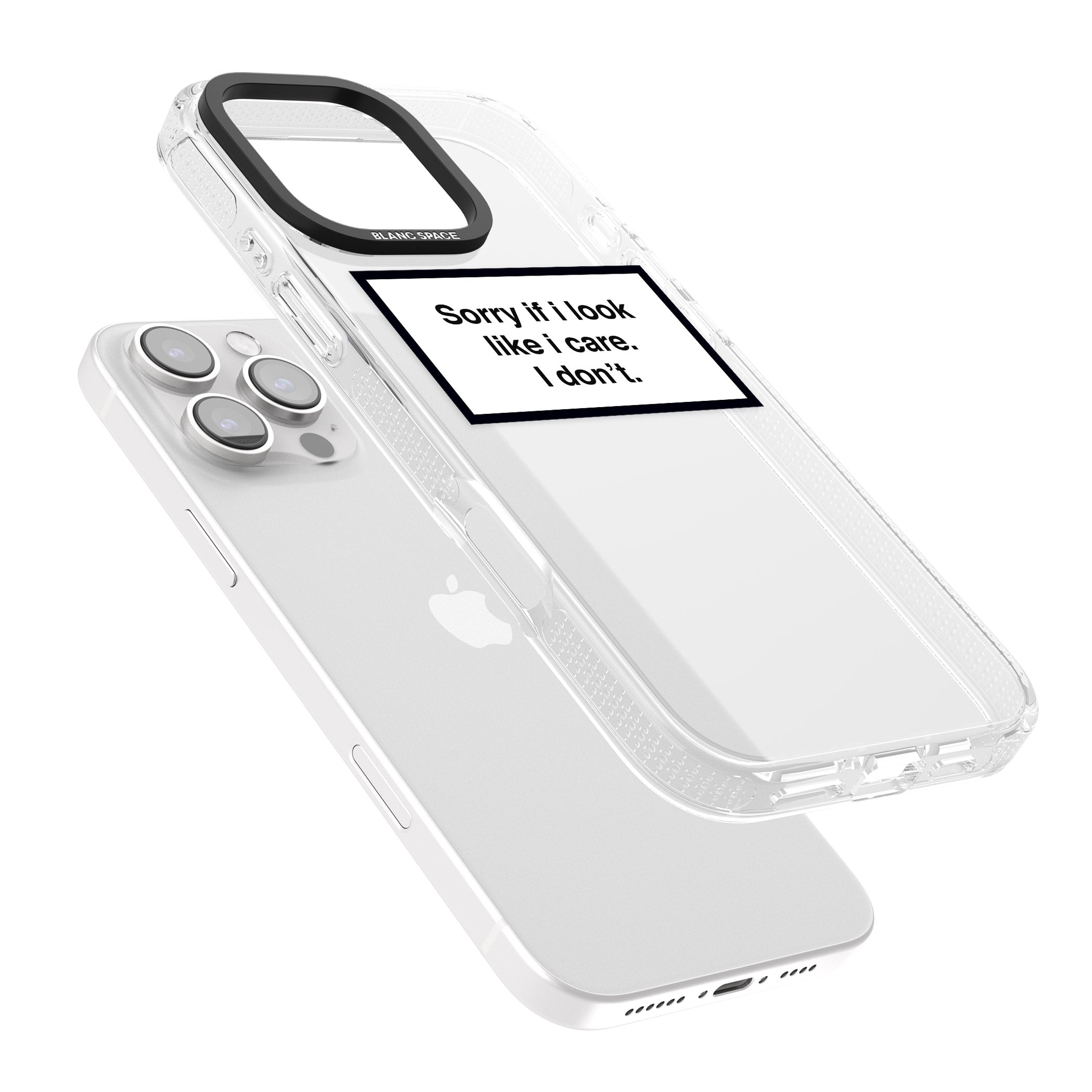Sorry if it looks like I care iPhone 16 Pro Max / 16 Pro Clear Case Impact Air - Blanc Space
