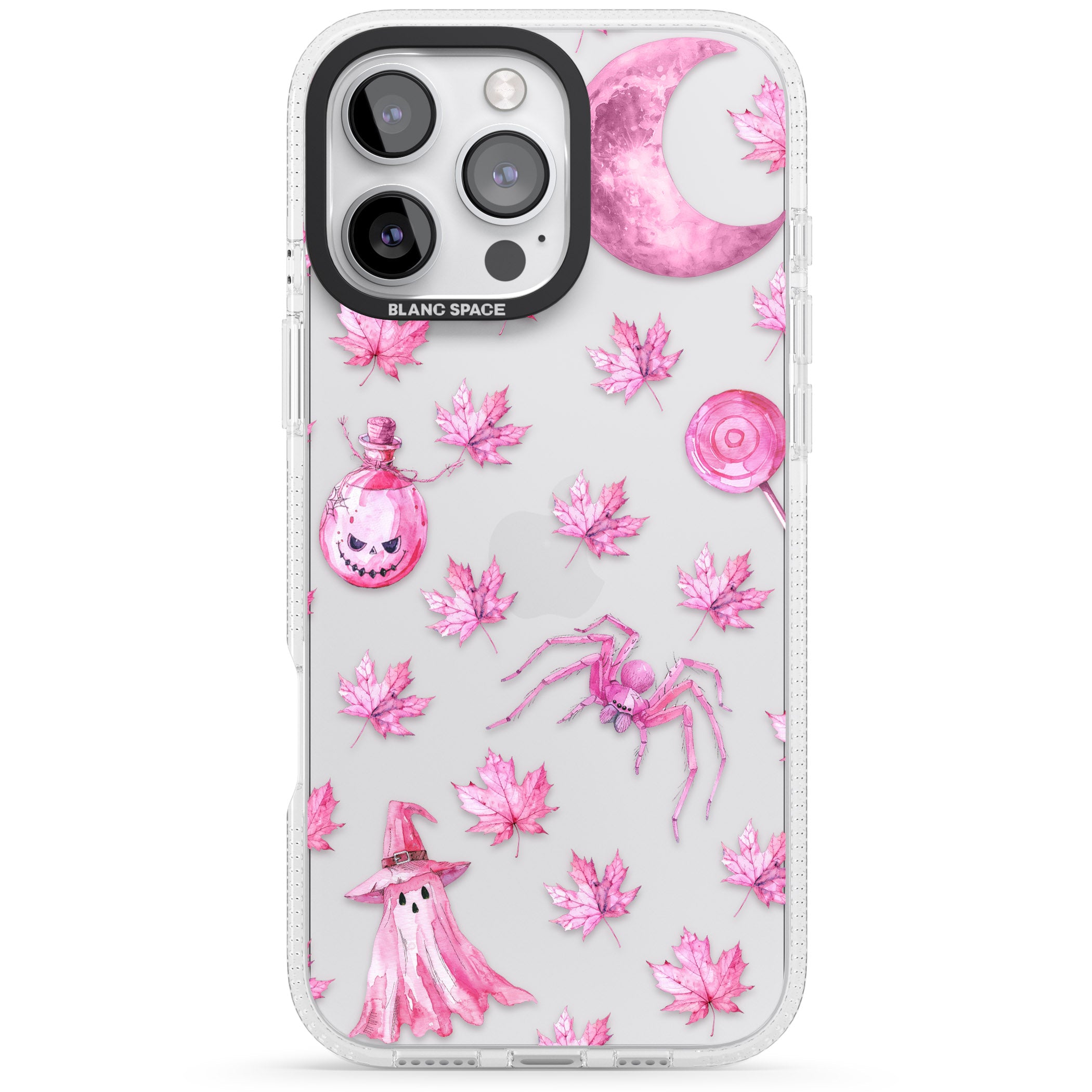 Pink Moon & Maple iPhone 16 Pro Max / 16 Pro Clear Case Impact Air - Blanc Space