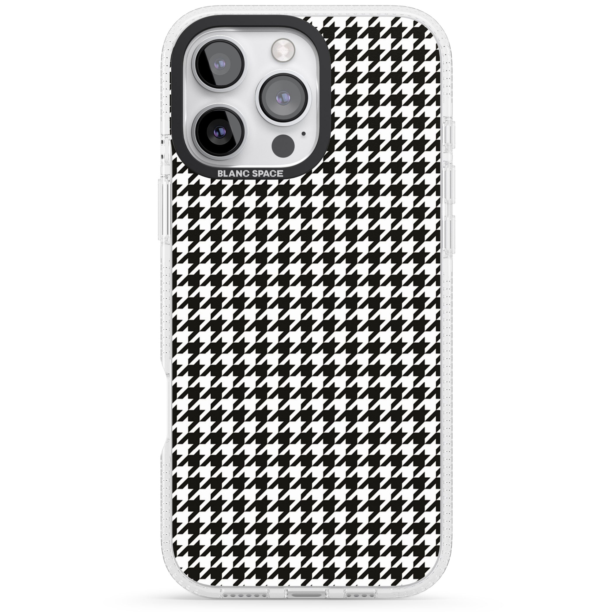 Chic Houndstooth Check iPhone 16 Pro Max / 16 Pro Clear Case Impact Air - Blanc Space