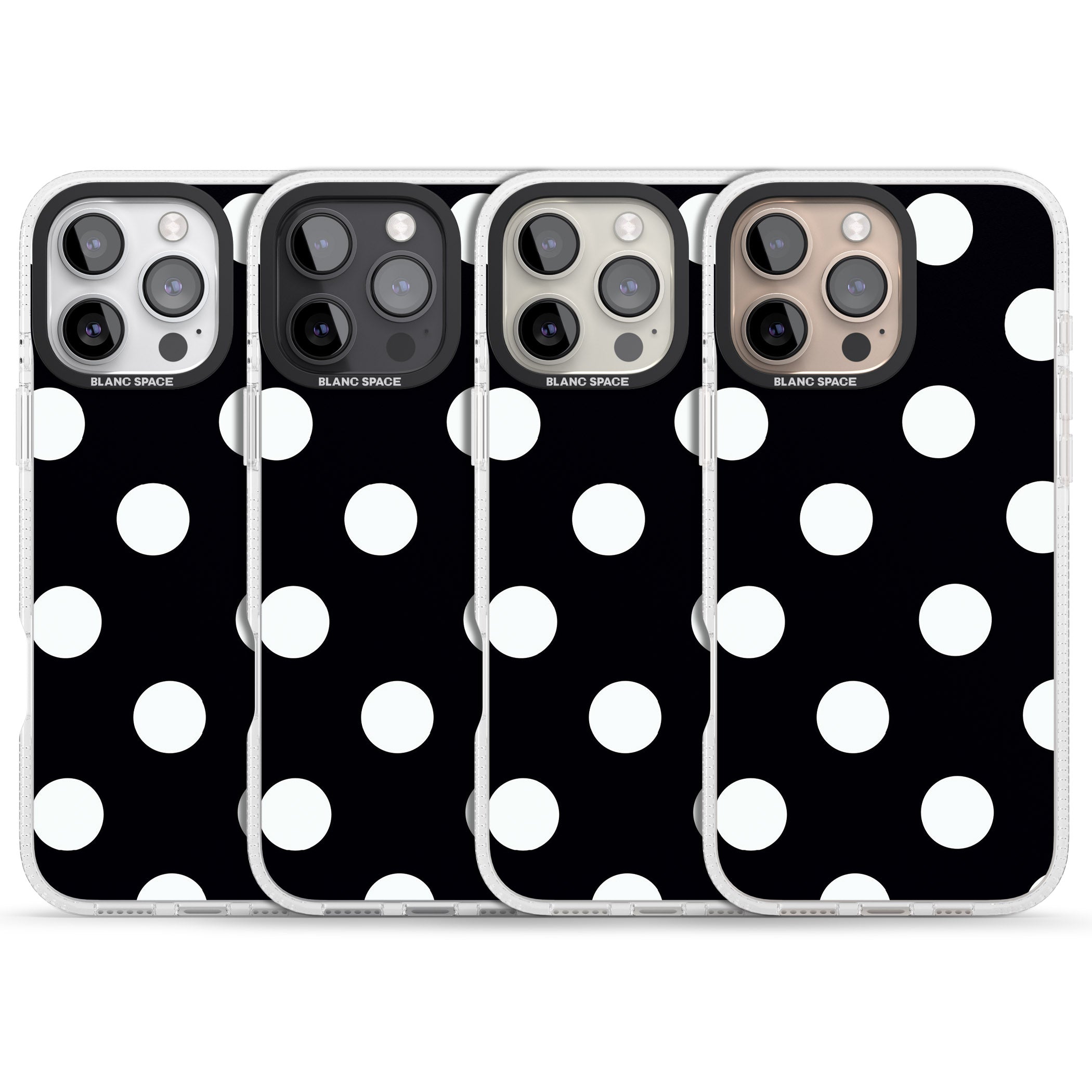 Chic Black Polka Dot iPhone 16 Pro Max / 16 Pro Clear Case Impact Air - Blanc Space