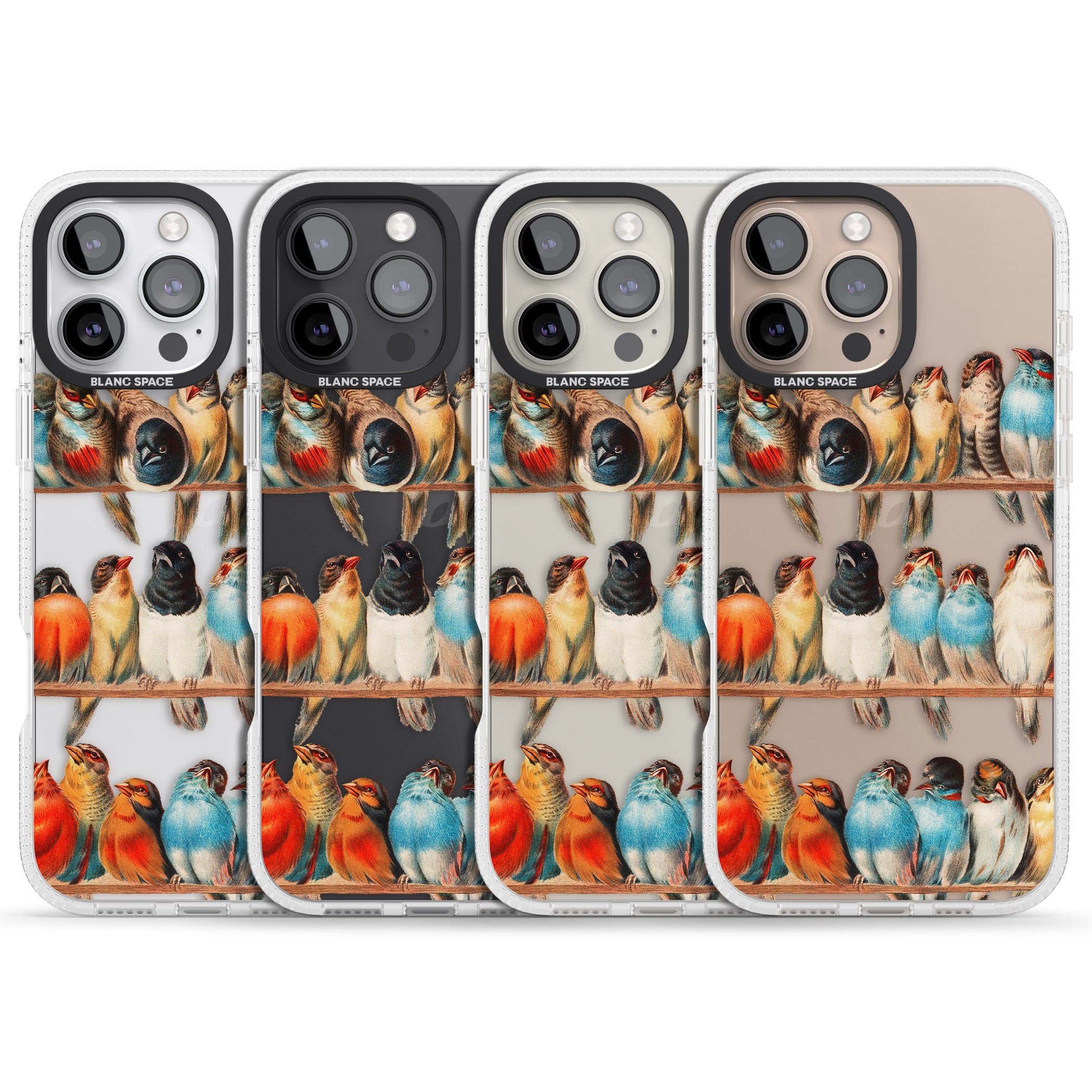 A Perch of Birds iPhone 16 Pro Max / 16 Pro Clear Case Impact Air - Blanc Space