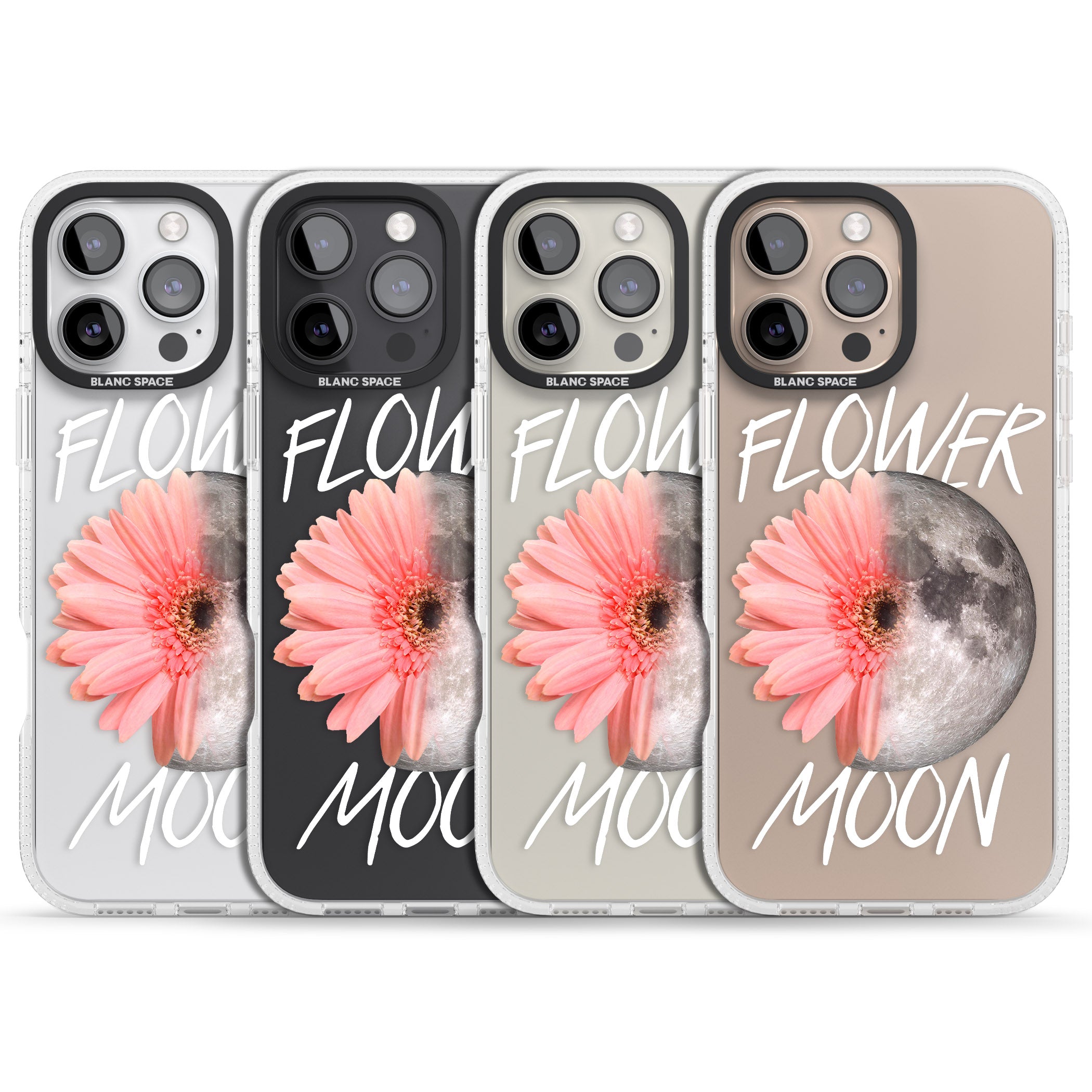 Flower Moon iPhone 16 Pro Max / 16 Pro Clear Case Impact Air - Blanc Space