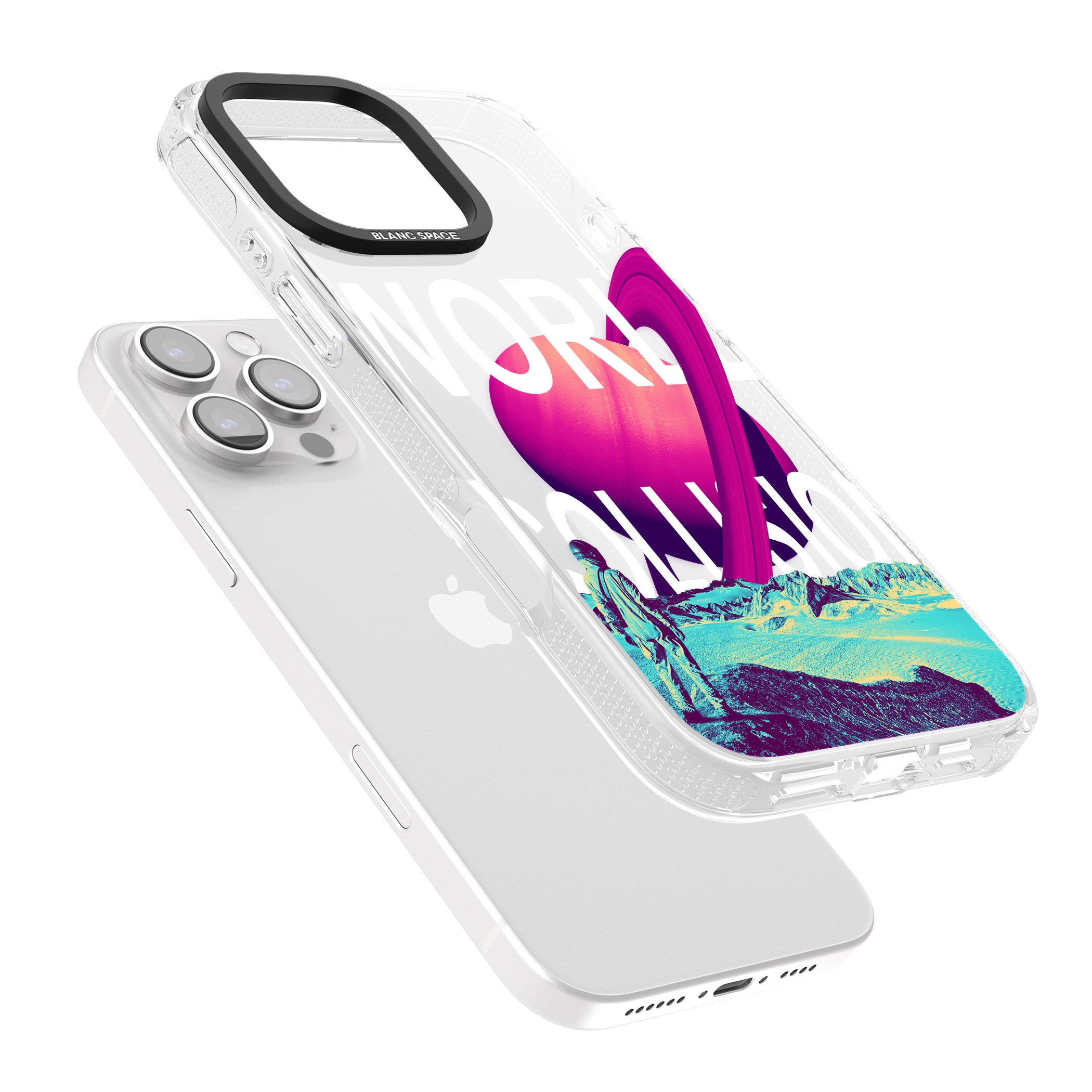 World Collision iPhone 16 Pro Max / 16 Pro Clear Case Impact Air - Blanc Space