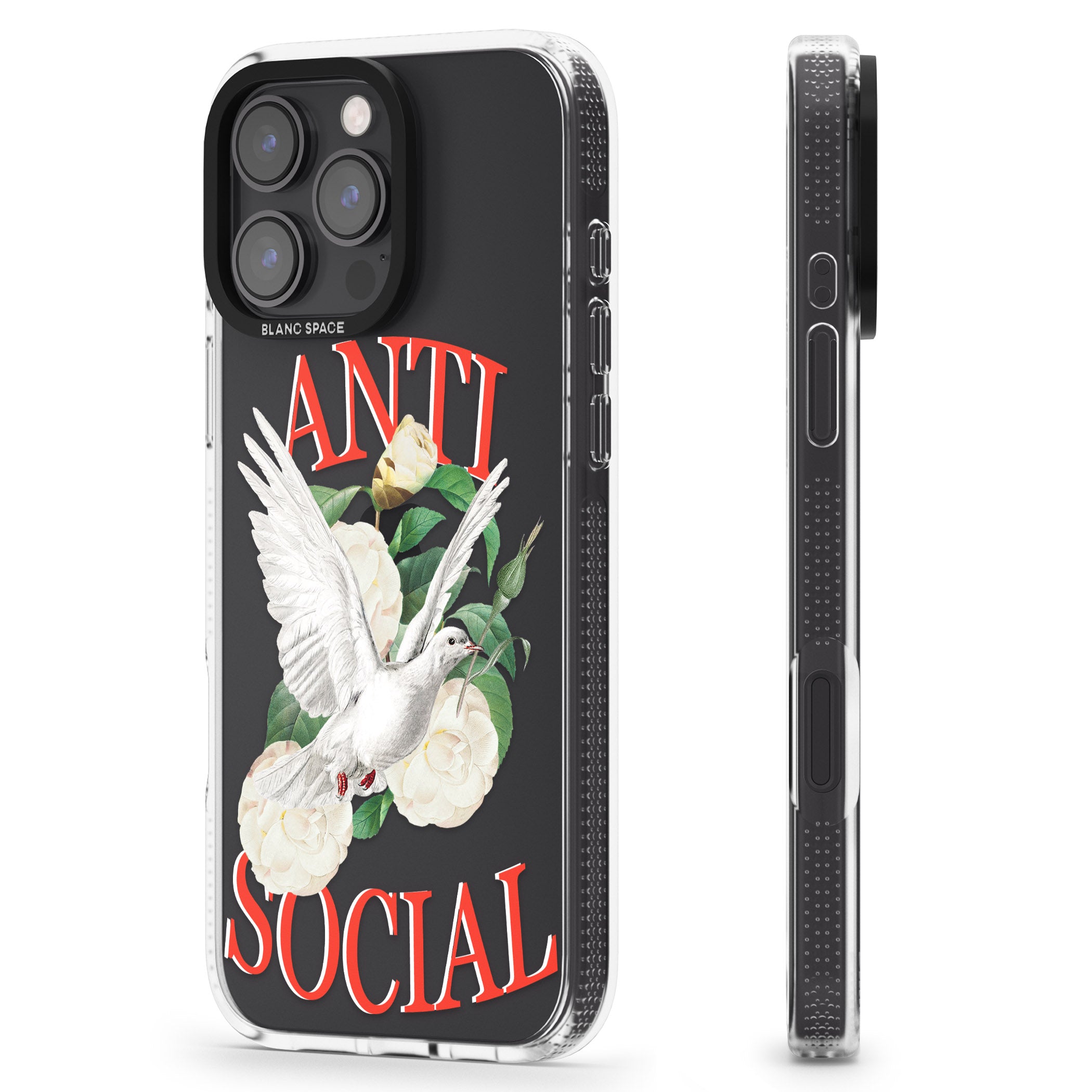 Anti-Social iPhone 16 Pro Max / 16 Pro Clear Case Impact Air - Blanc Space