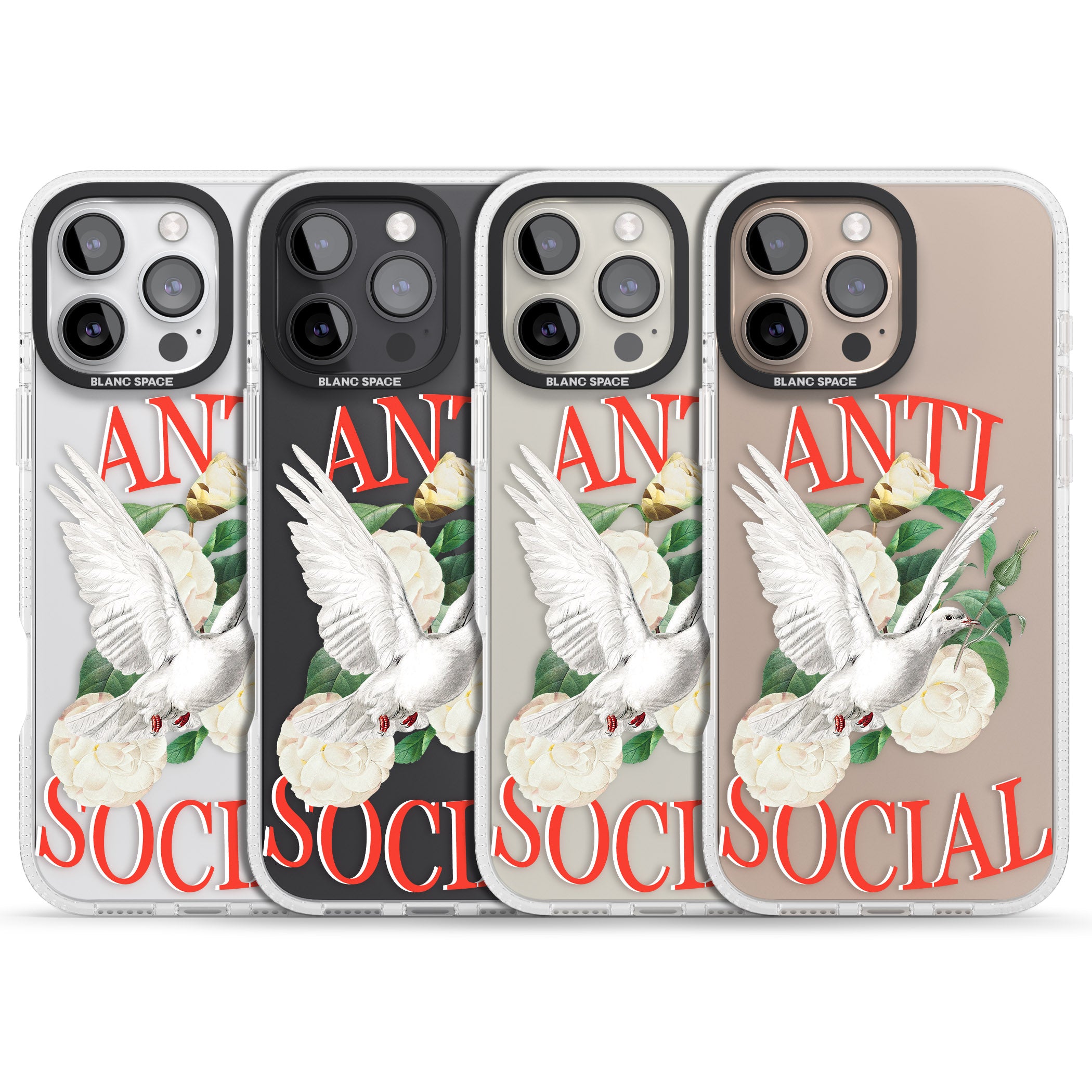 Anti-Social iPhone 16 Pro Max / 16 Pro Clear Case Impact Air - Blanc Space