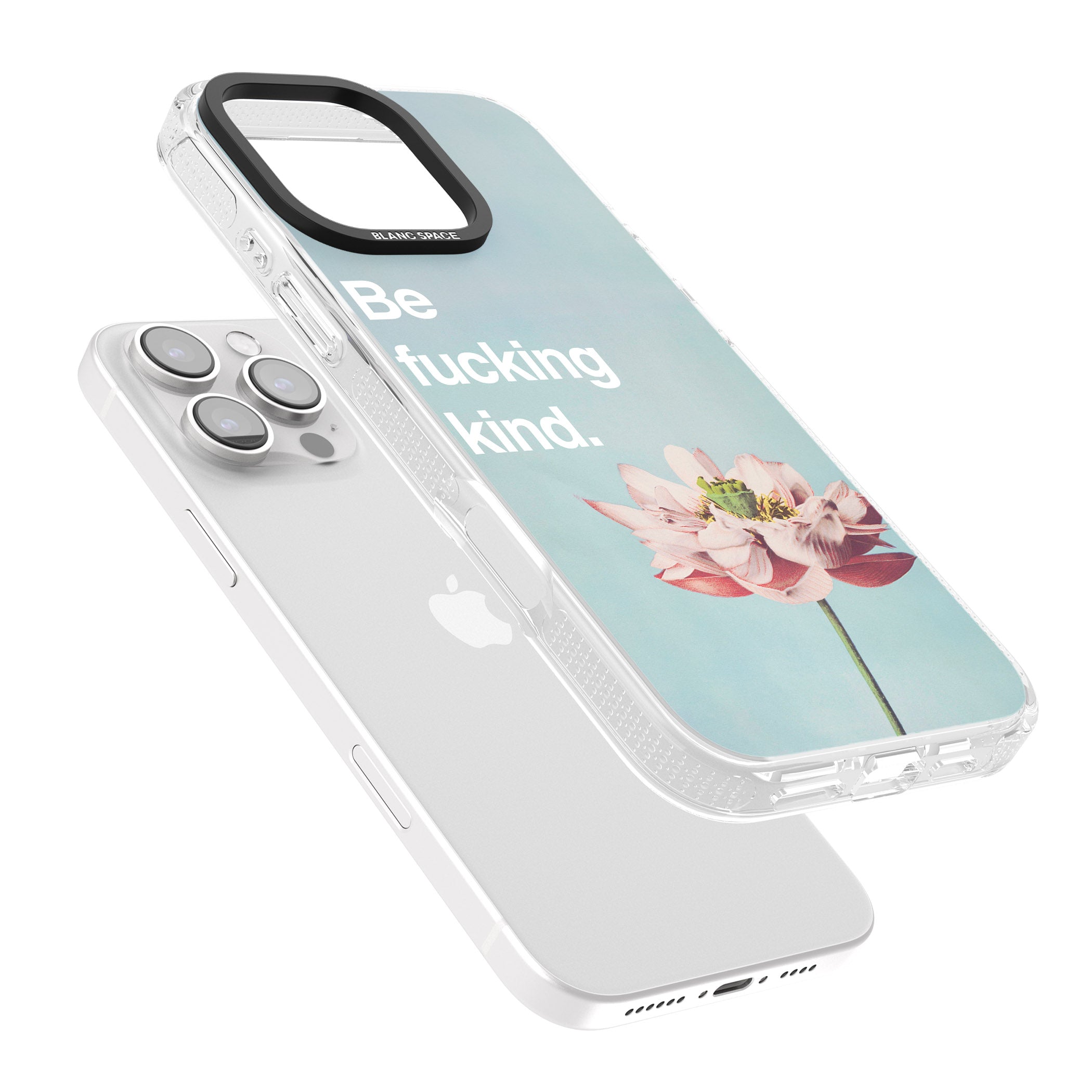 Be f*cking kind iPhone 16 Pro Max / 16 Pro Clear Case Impact Air - Blanc Space