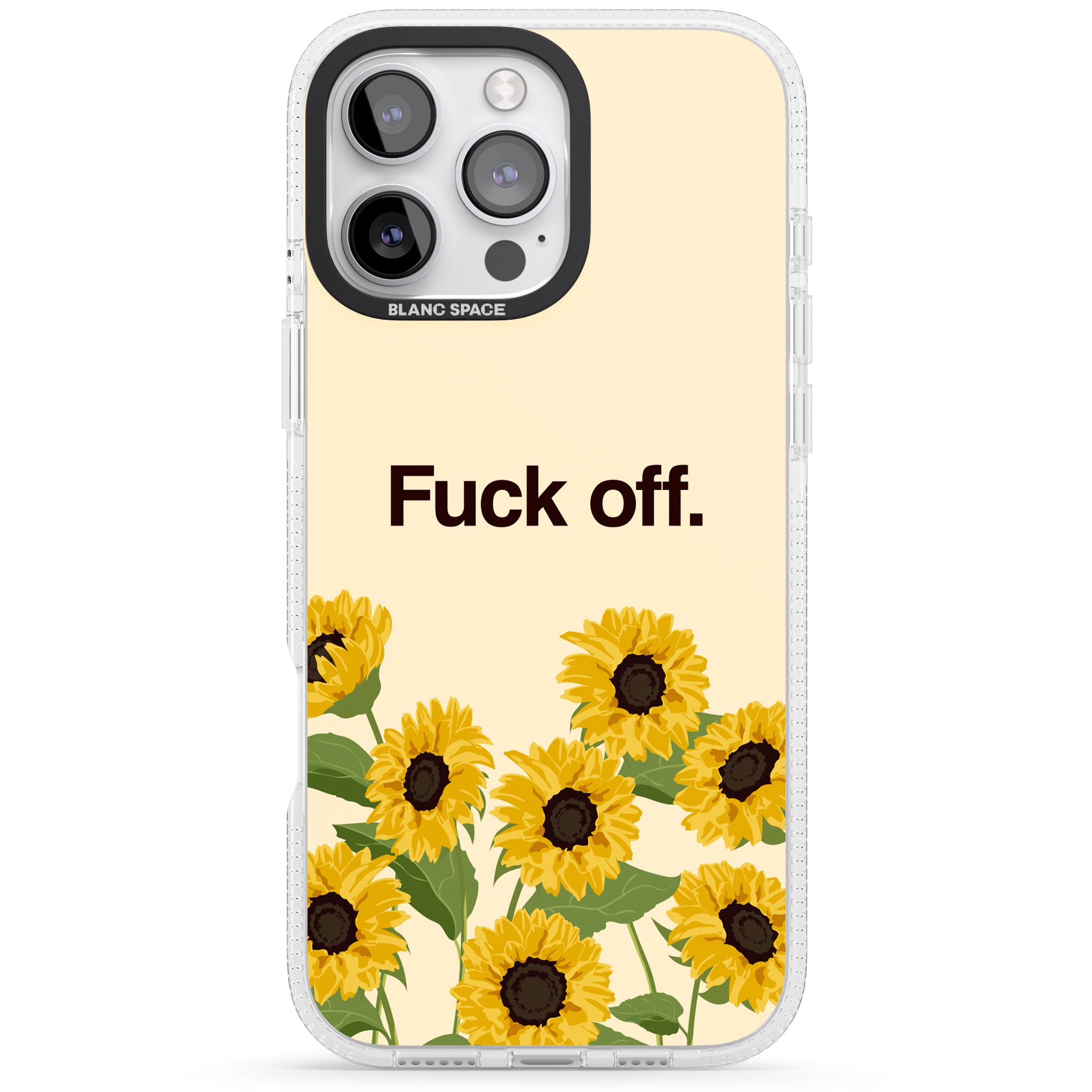 F*ck off iPhone 16 Pro Max / 16 Pro Clear Case Impact Air - Blanc Space