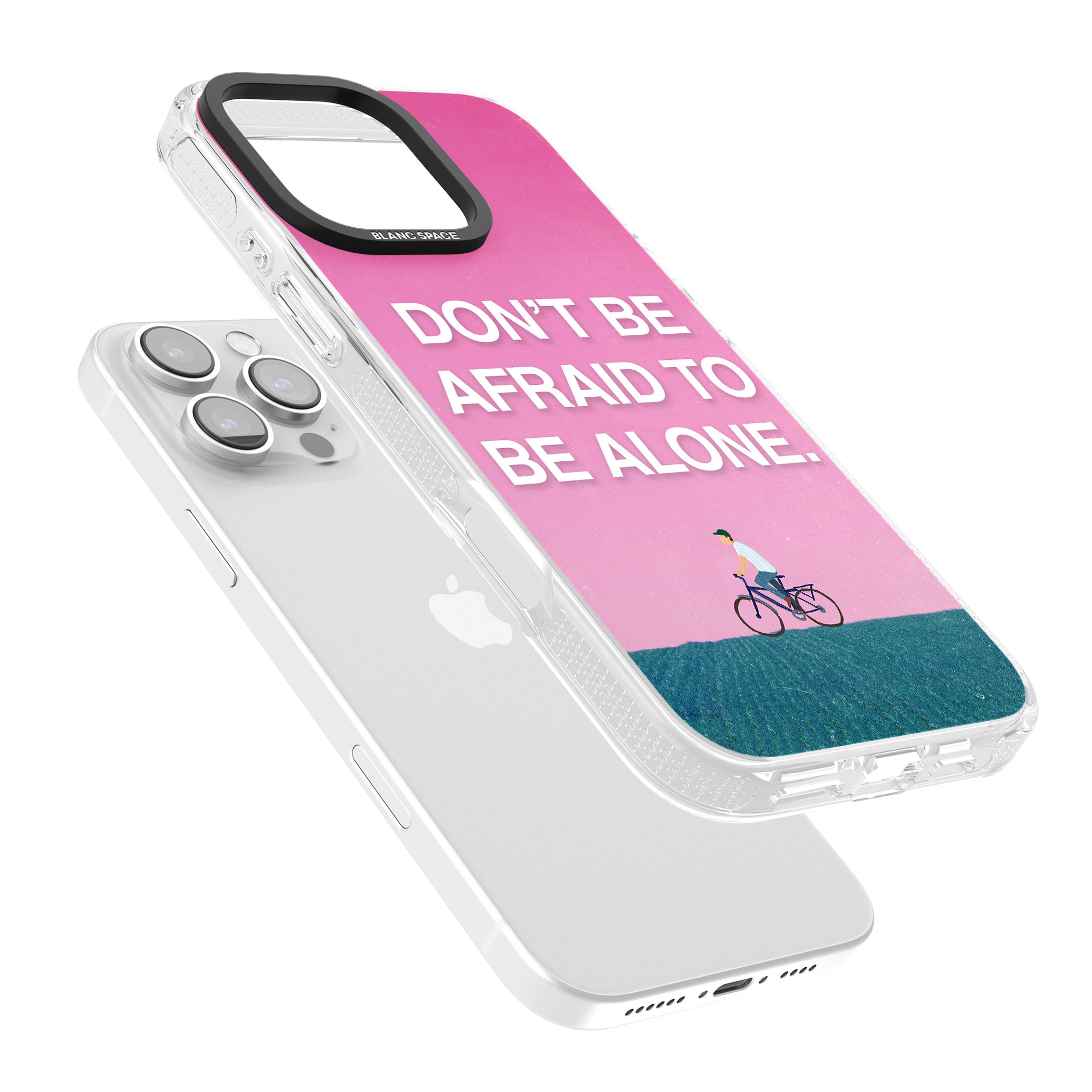 Don't be afraid to be alone iPhone 16 Pro Max / 16 Pro Clear Case Impact Air - Blanc Space