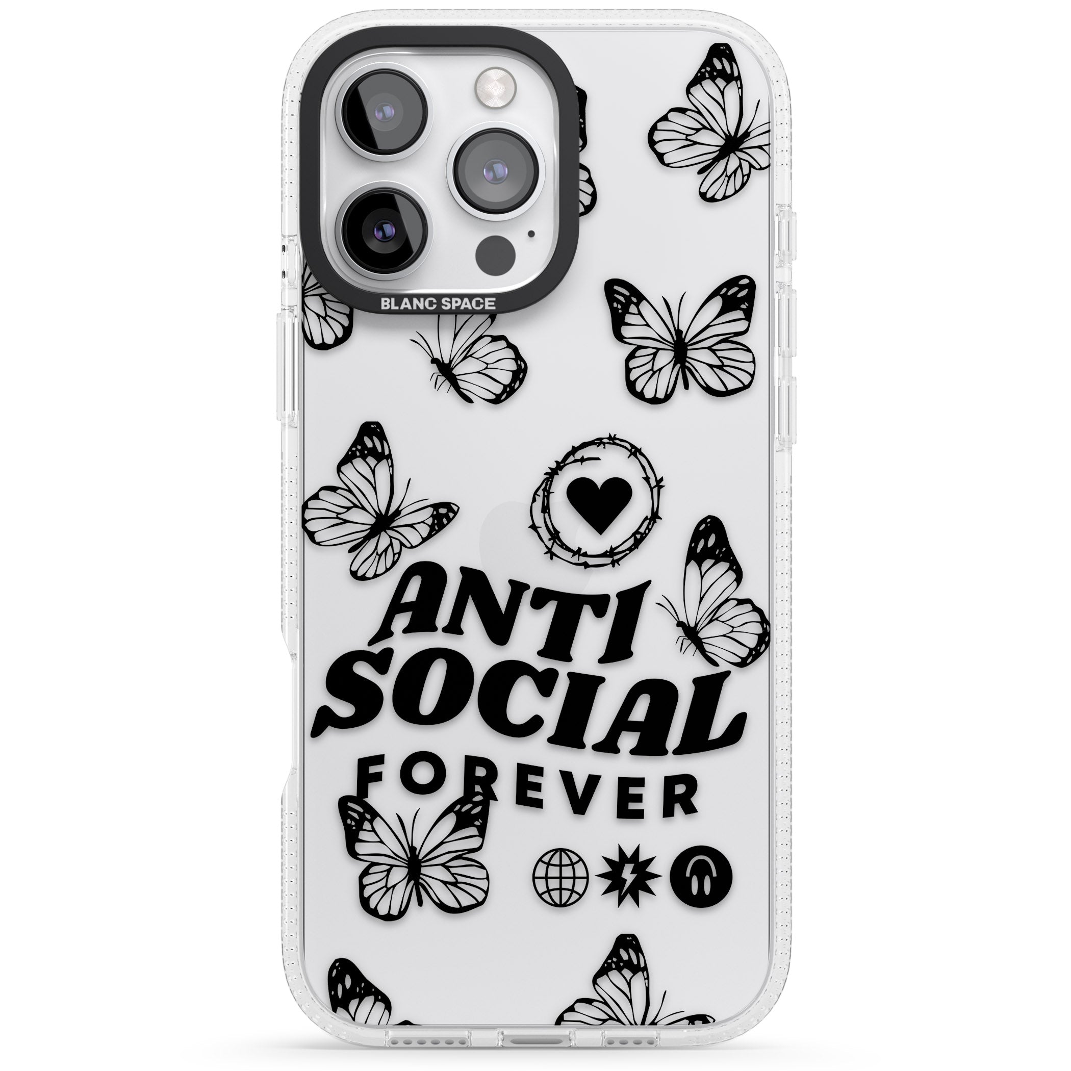 Anti-Social Forever iPhone 16 Pro Max / 16 Pro Clear Case Impact Air - Blanc Space