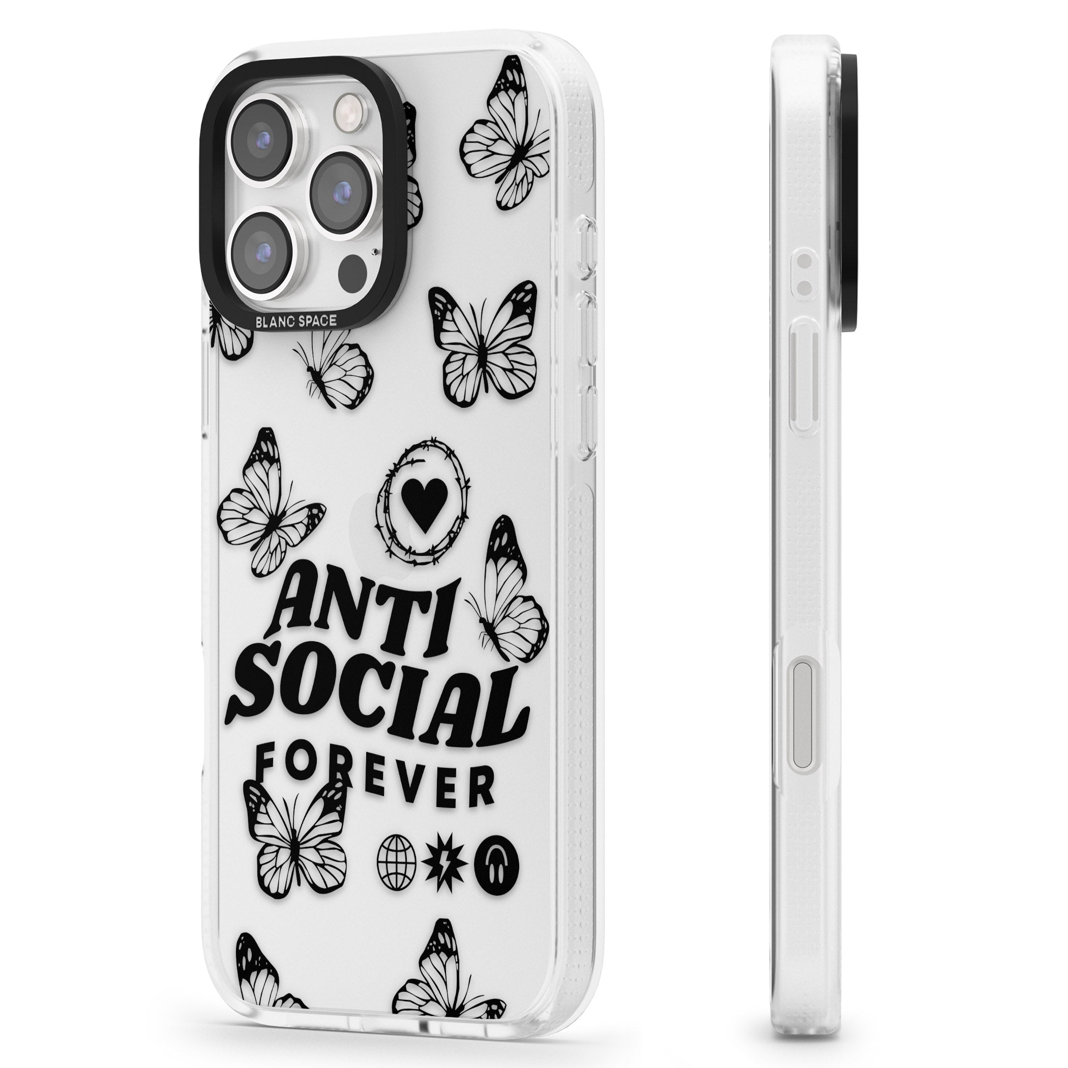 Anti-Social Forever iPhone 16 Pro Max / 16 Pro Clear Case Impact Air - Blanc Space