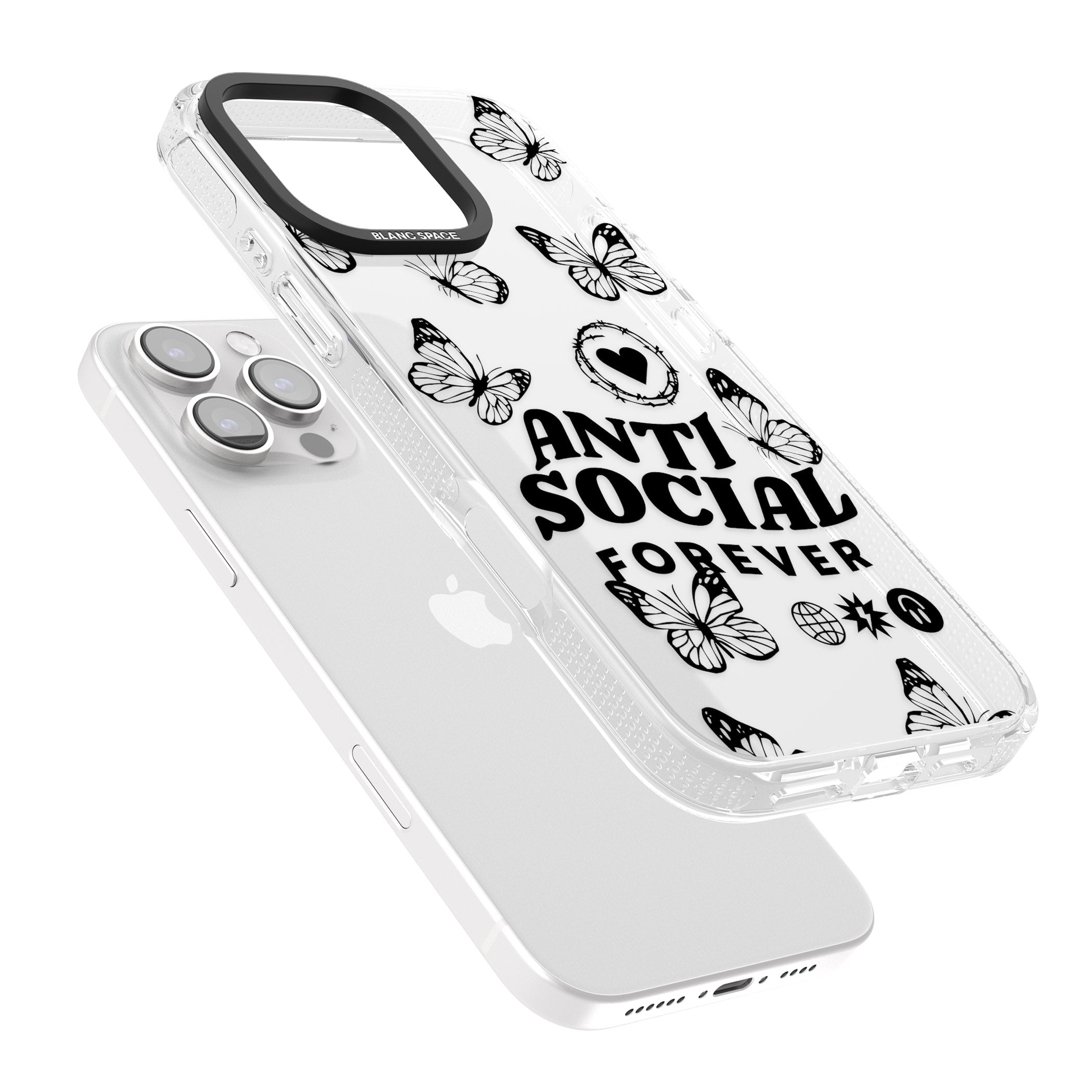 Anti-Social Forever iPhone 16 Pro Max / 16 Pro Clear Case Impact Air - Blanc Space