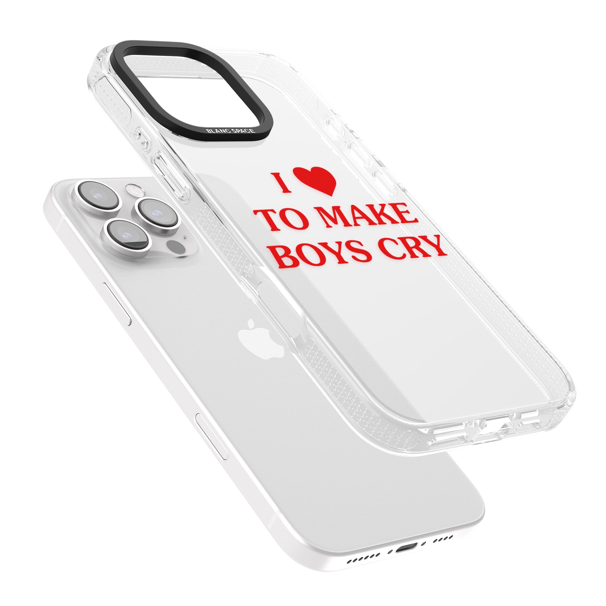 I Love to Make Boys Cry iPhone 16 Pro Max / 16 Pro Clear Case Impact Air - Blanc Space