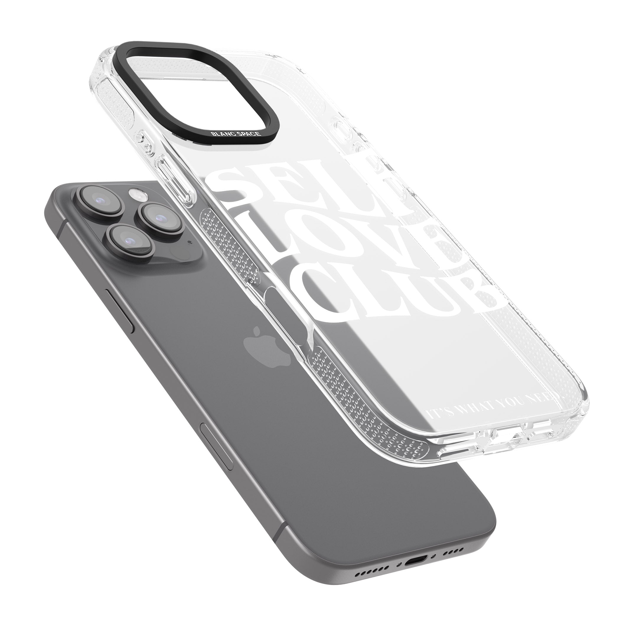 Self Love Club (White) iPhone 16 Pro Max / 16 Pro Clear Case Impact Air - Blanc Space