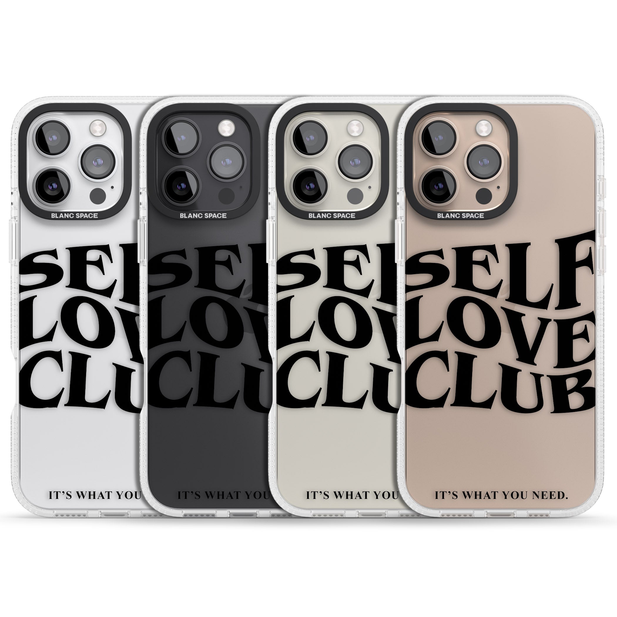 Self Love Club (Black) iPhone 16 Pro Max / 16 Pro Clear Case Impact Air - Blanc Space