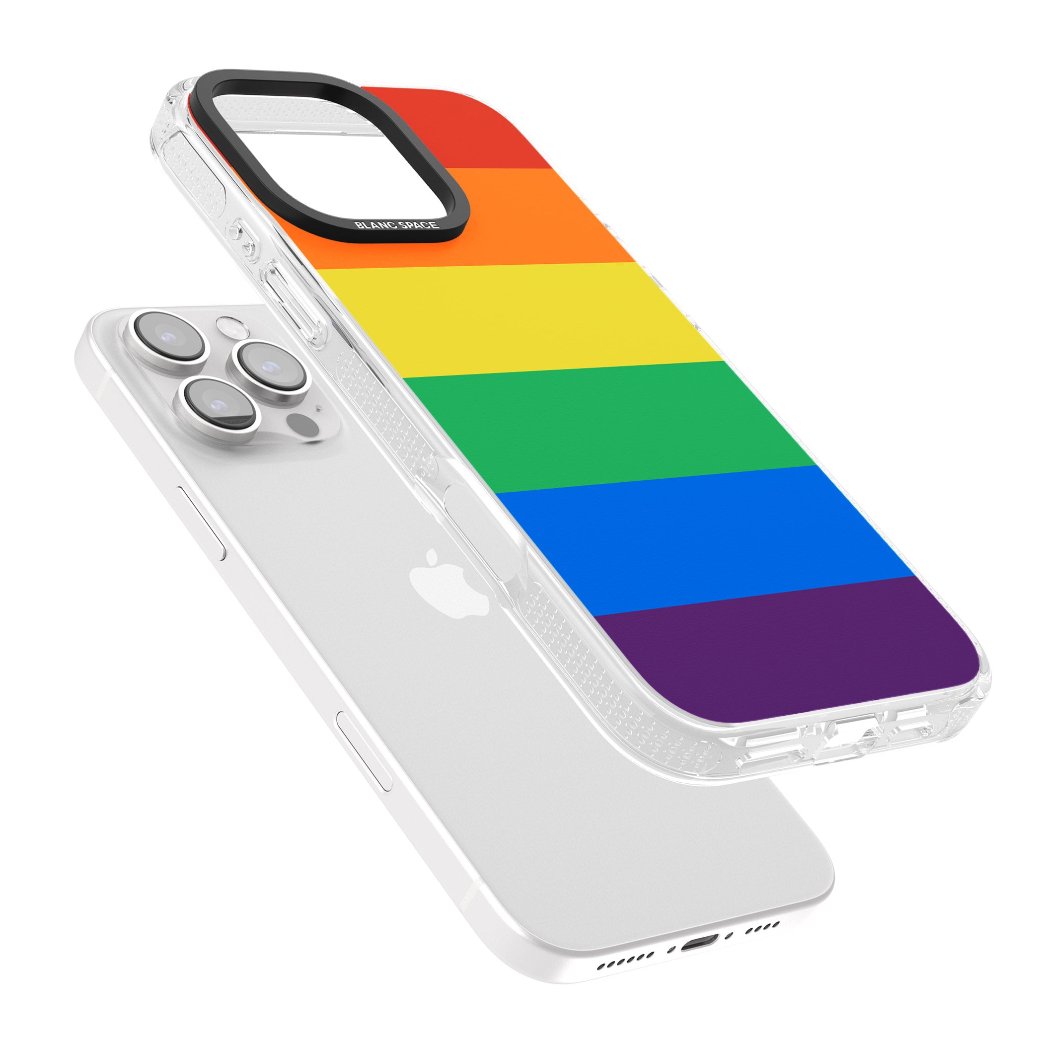 Rainbow Stripes iPhone 16 Pro Max / 16 Pro Clear Case Impact Air - Blanc Space