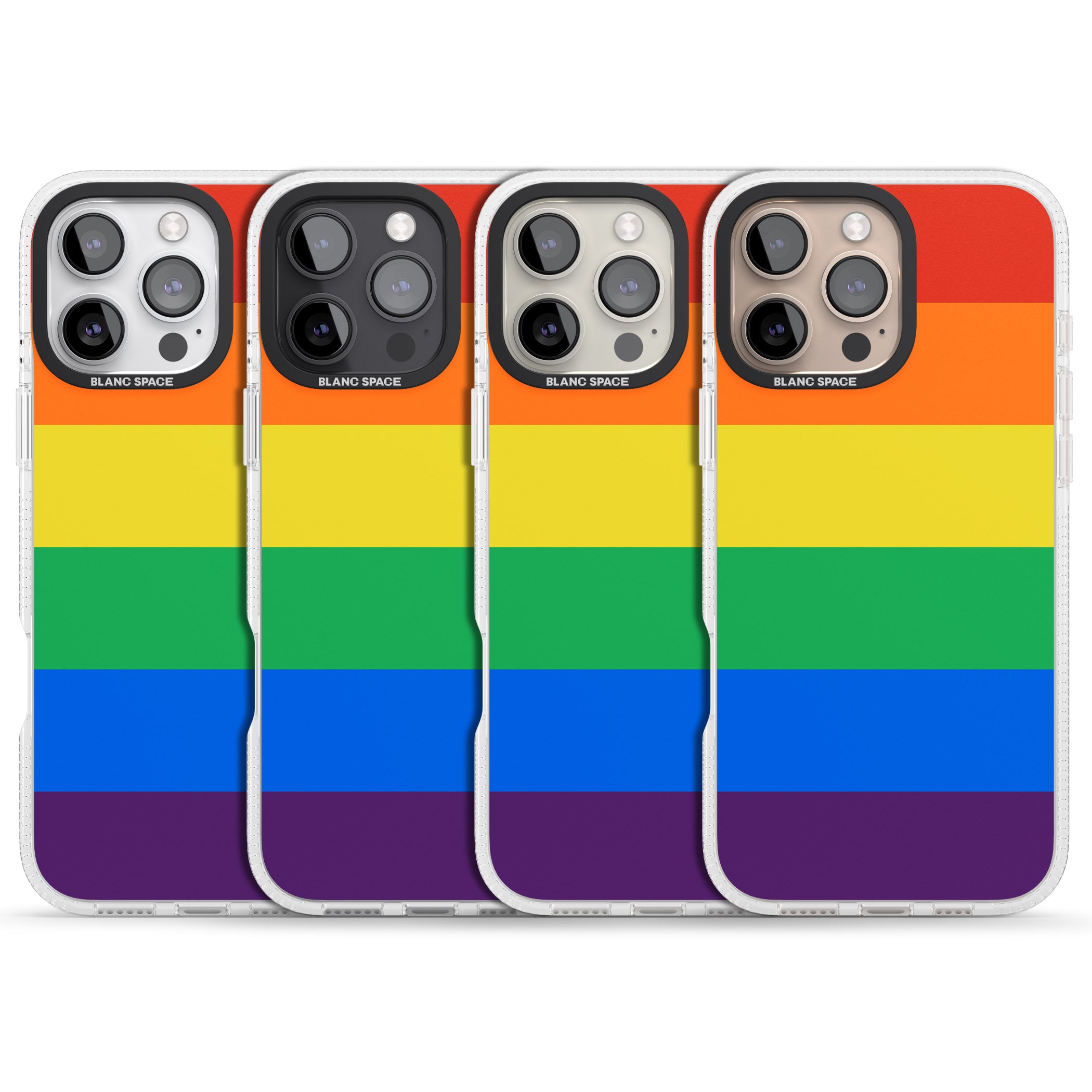 Rainbow Stripes iPhone 16 Pro Max / 16 Pro Clear Case Impact Air - Blanc Space