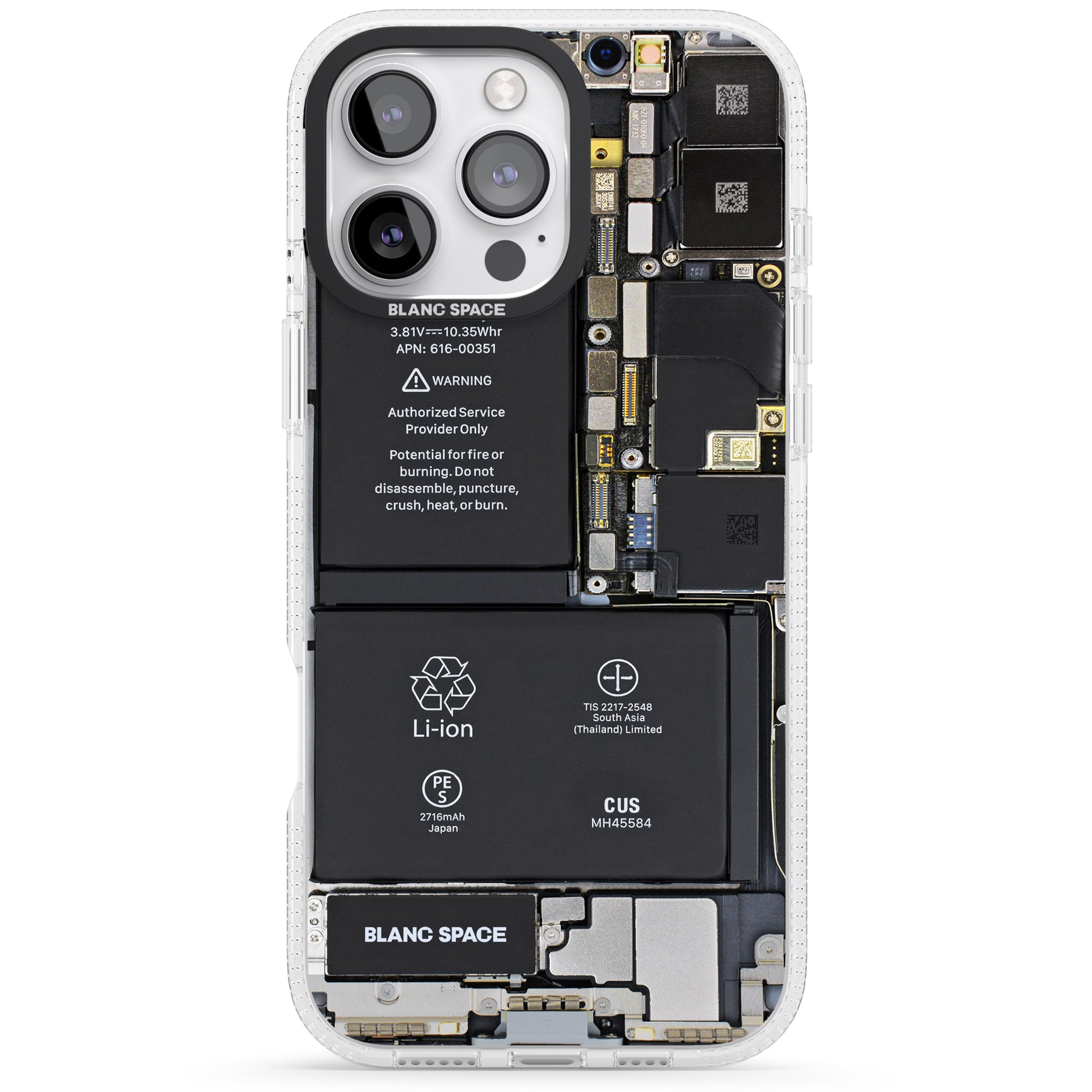 Circuit Board iPhone 16 Pro Max / 16 Pro Clear Case Impact Air - Blanc Space