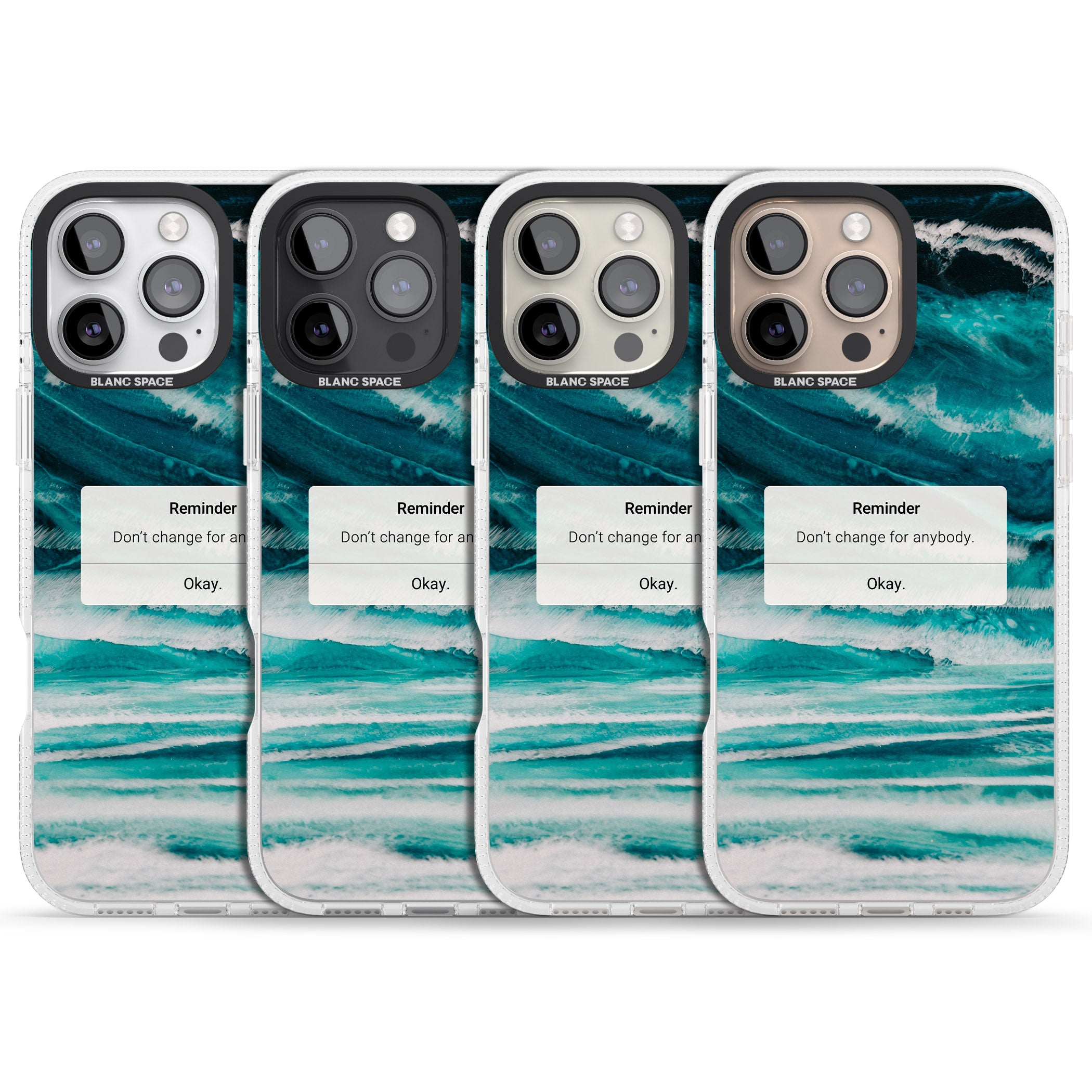 "Don't Change" iPhone Reminder iPhone 16 Pro Max / 16 Pro Clear Case Impact Air - Blanc Space